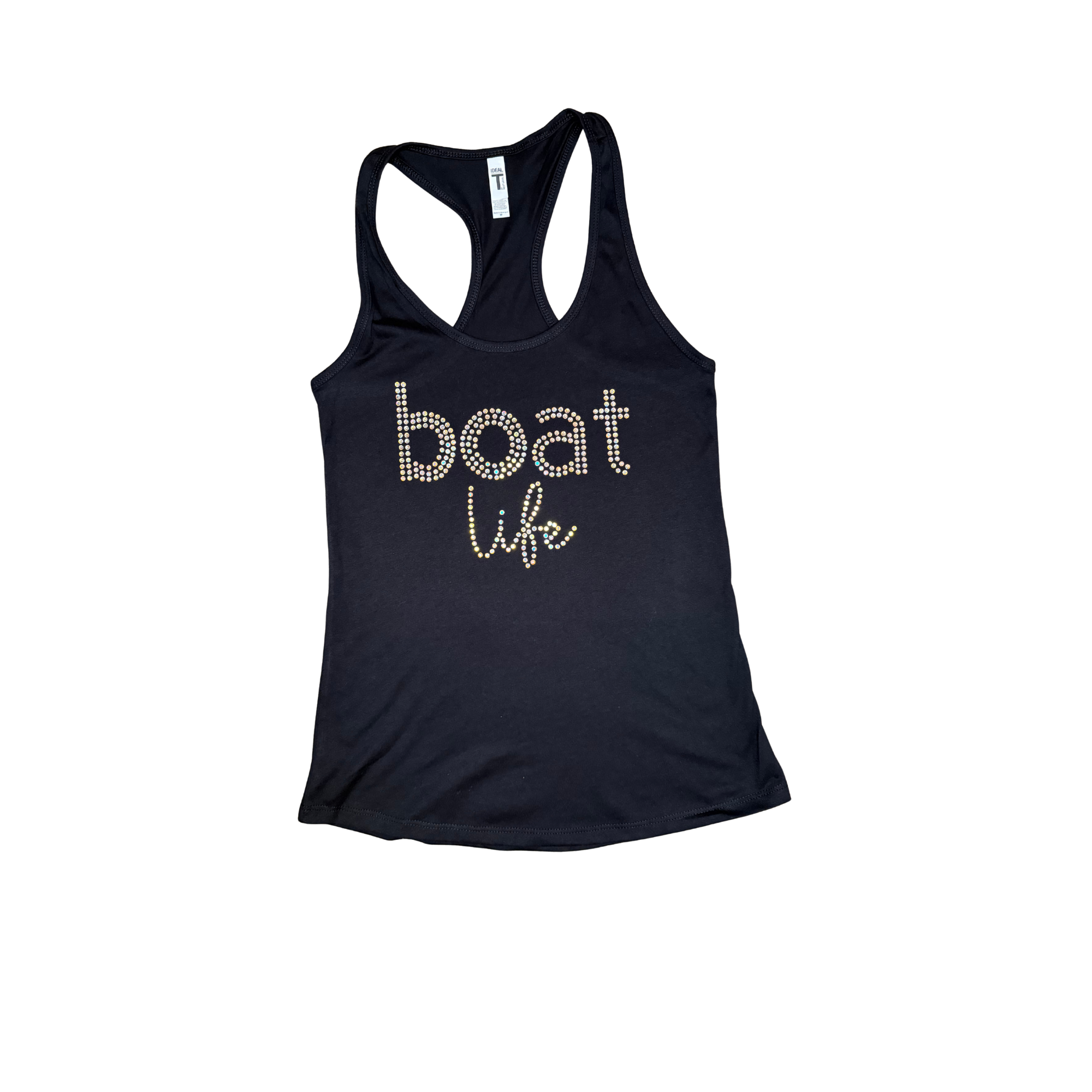 Boat Life Rhinestone Racerback Ladies Tank Top