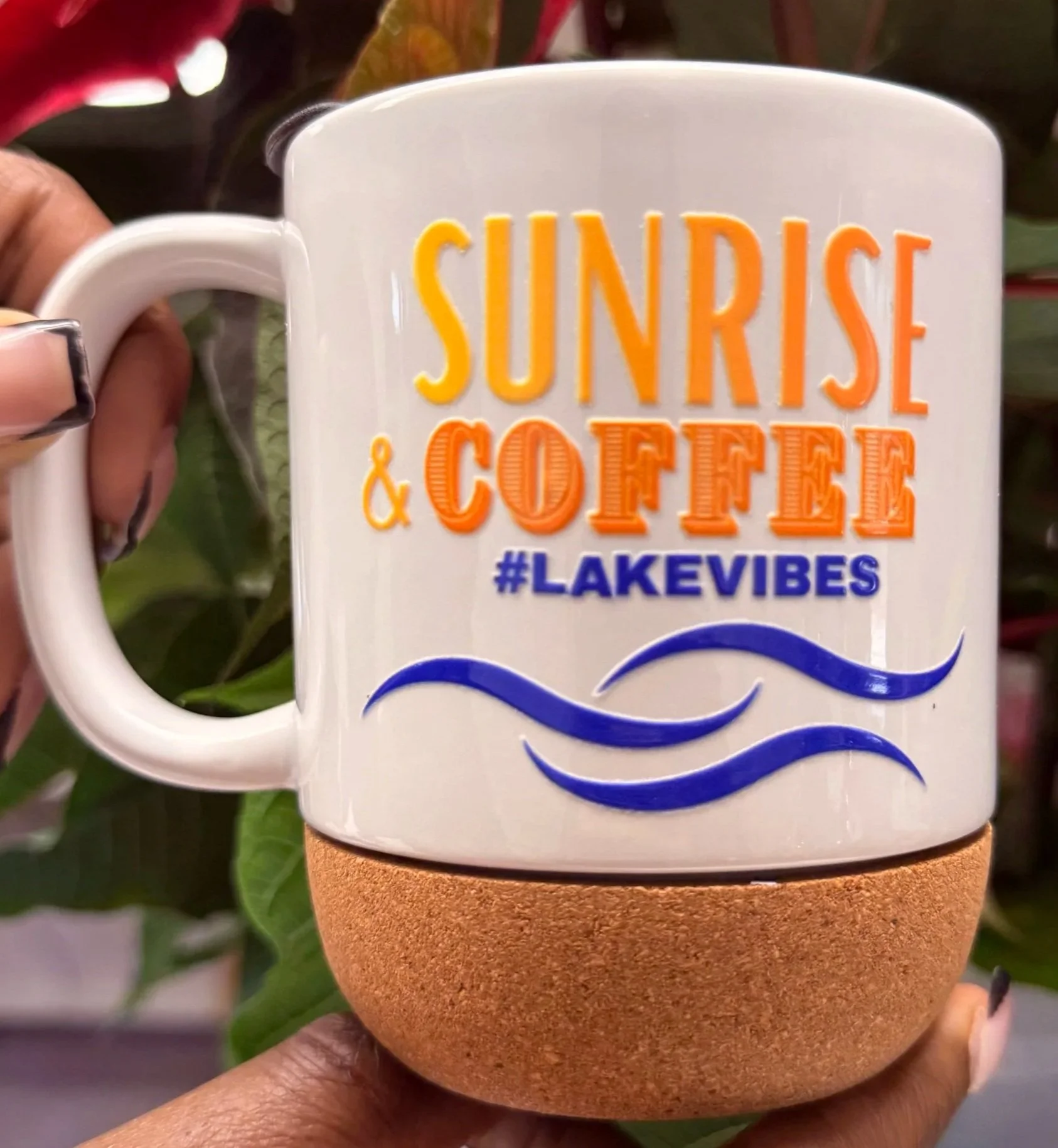 White Sunrise and coffee lake vibes mug