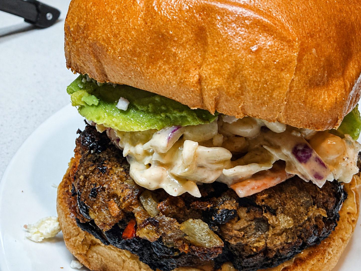 Ultimate Black Bean Burger with Corn Slaw