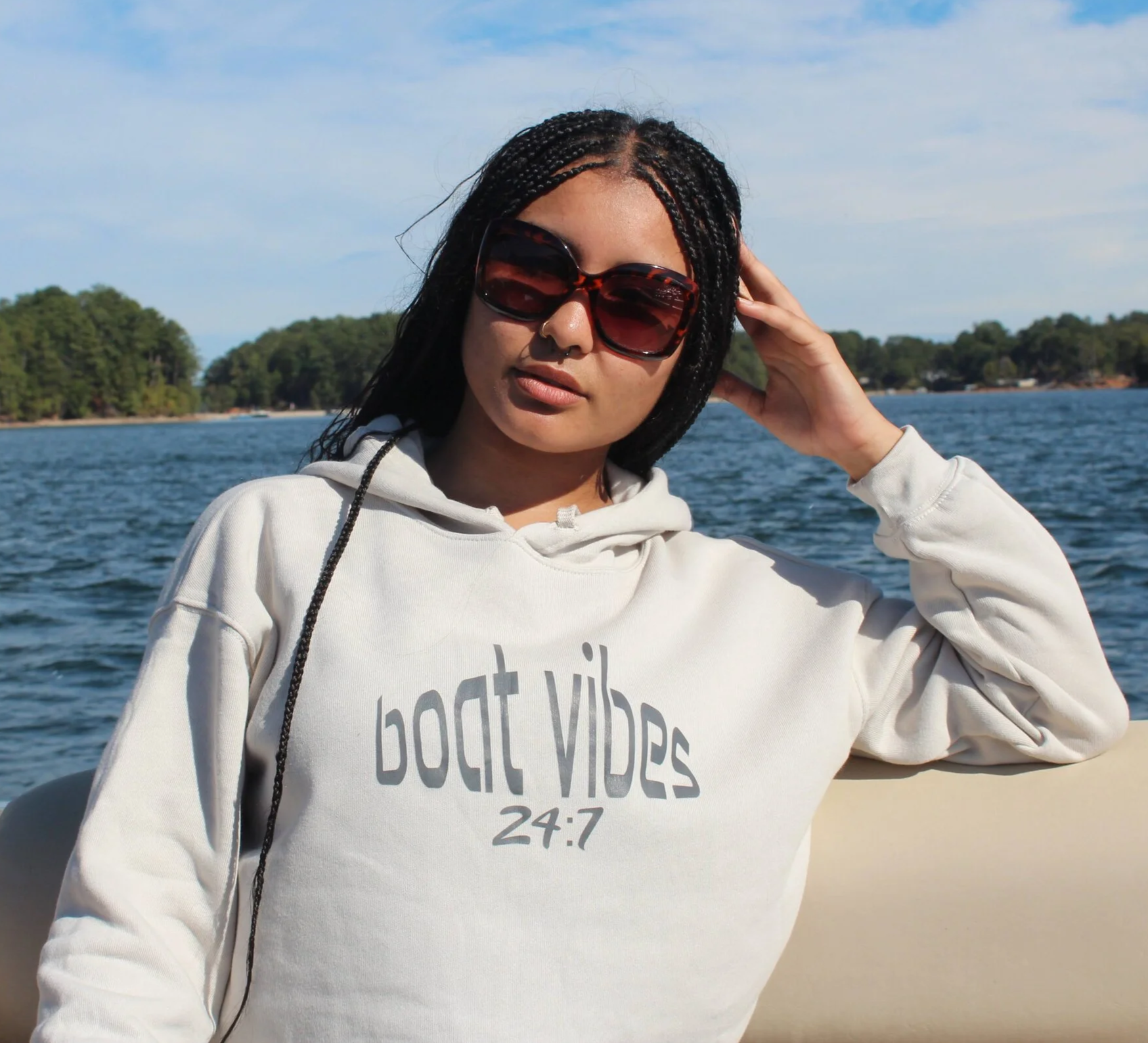 Boat Vibes 24:7 Ladies Cropped Hoodie