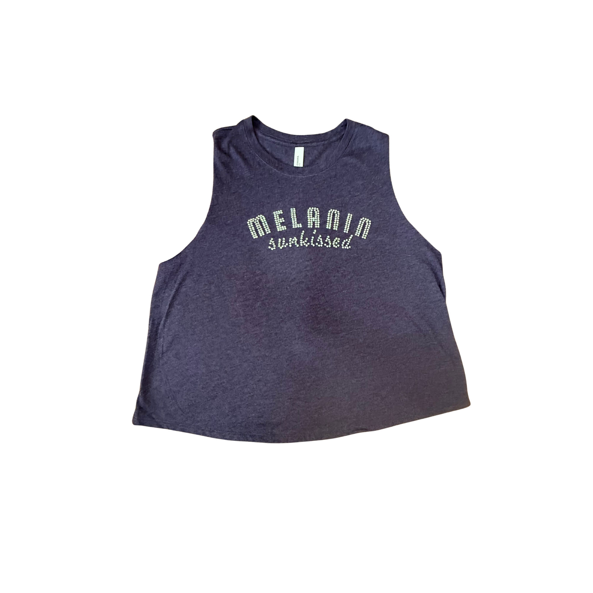 Melanin Sunkissed Ladies Rhinestone Cropped Racerback Tank Top