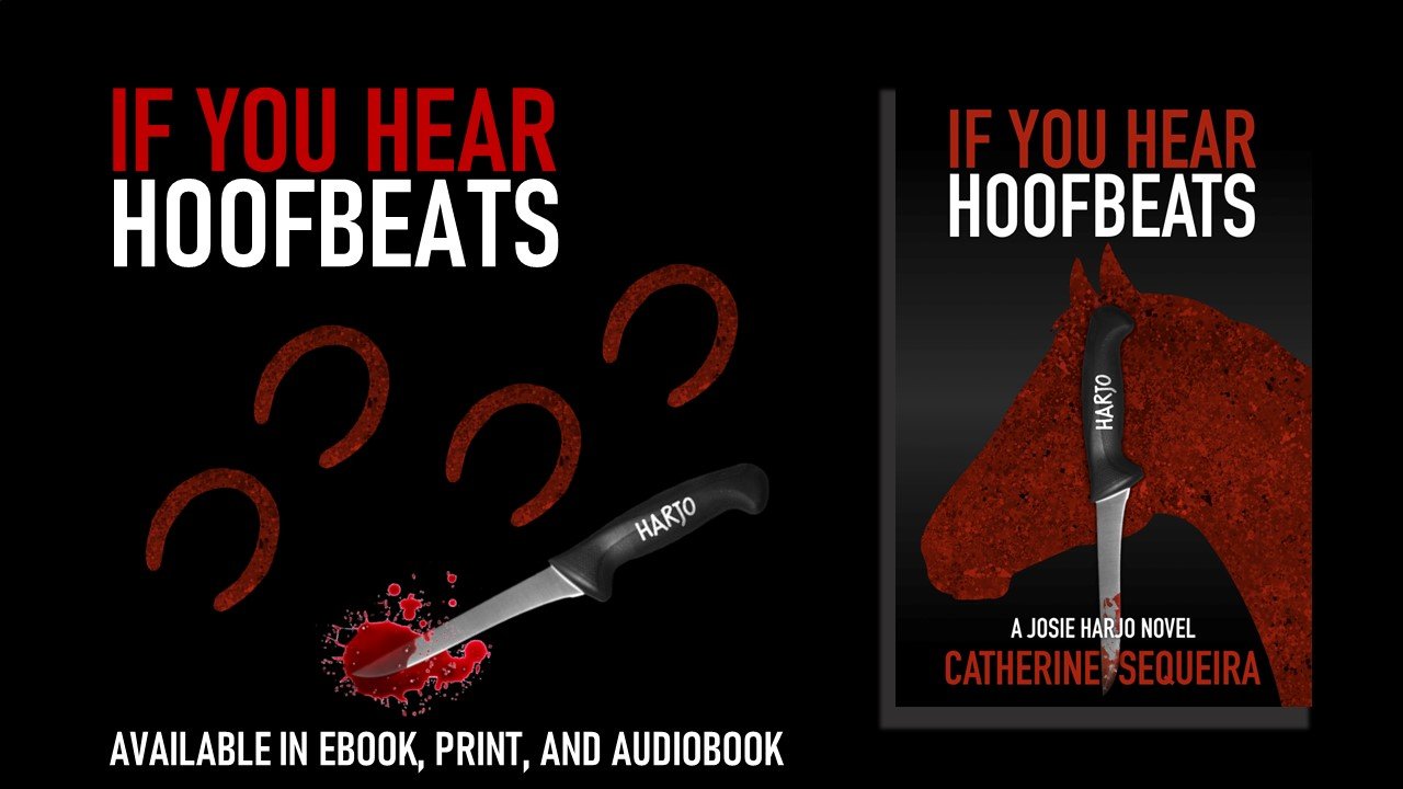 red hoofprints on a black background with a knife sitting in blood