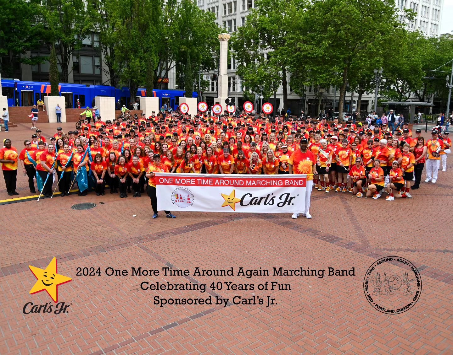 2024 40th anniversary group photo! Such a fun season. Looking forward to wrapping the season up in the Grand Floral Parade on Saturday! @pdxrosefestival @carlsjr