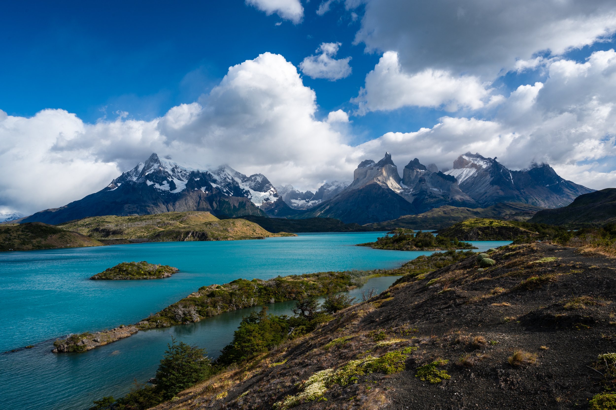 Formed by a melting glacier, Lago Nordenskjöld is a milky turquoise color