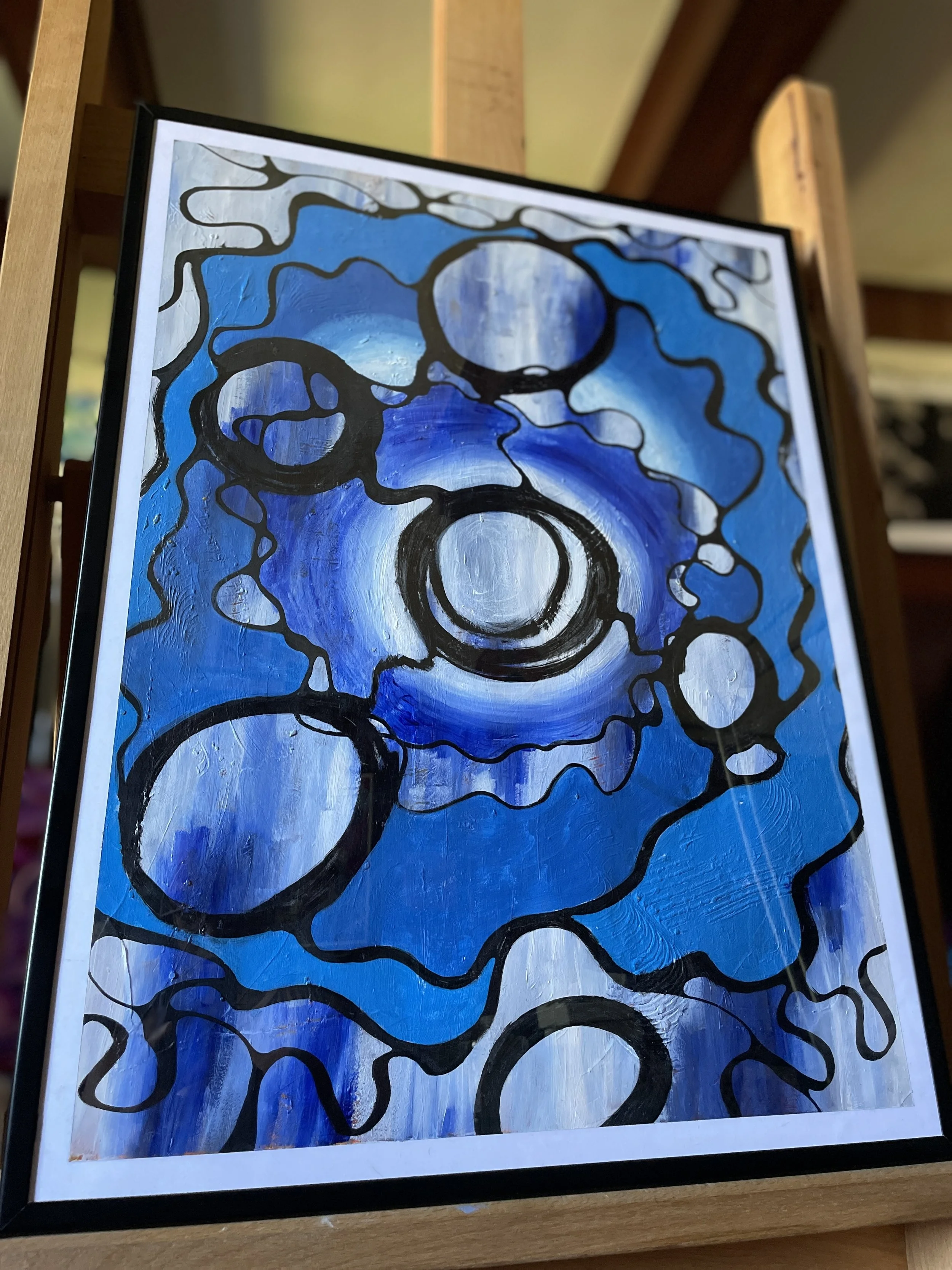 Blue original abstract painting