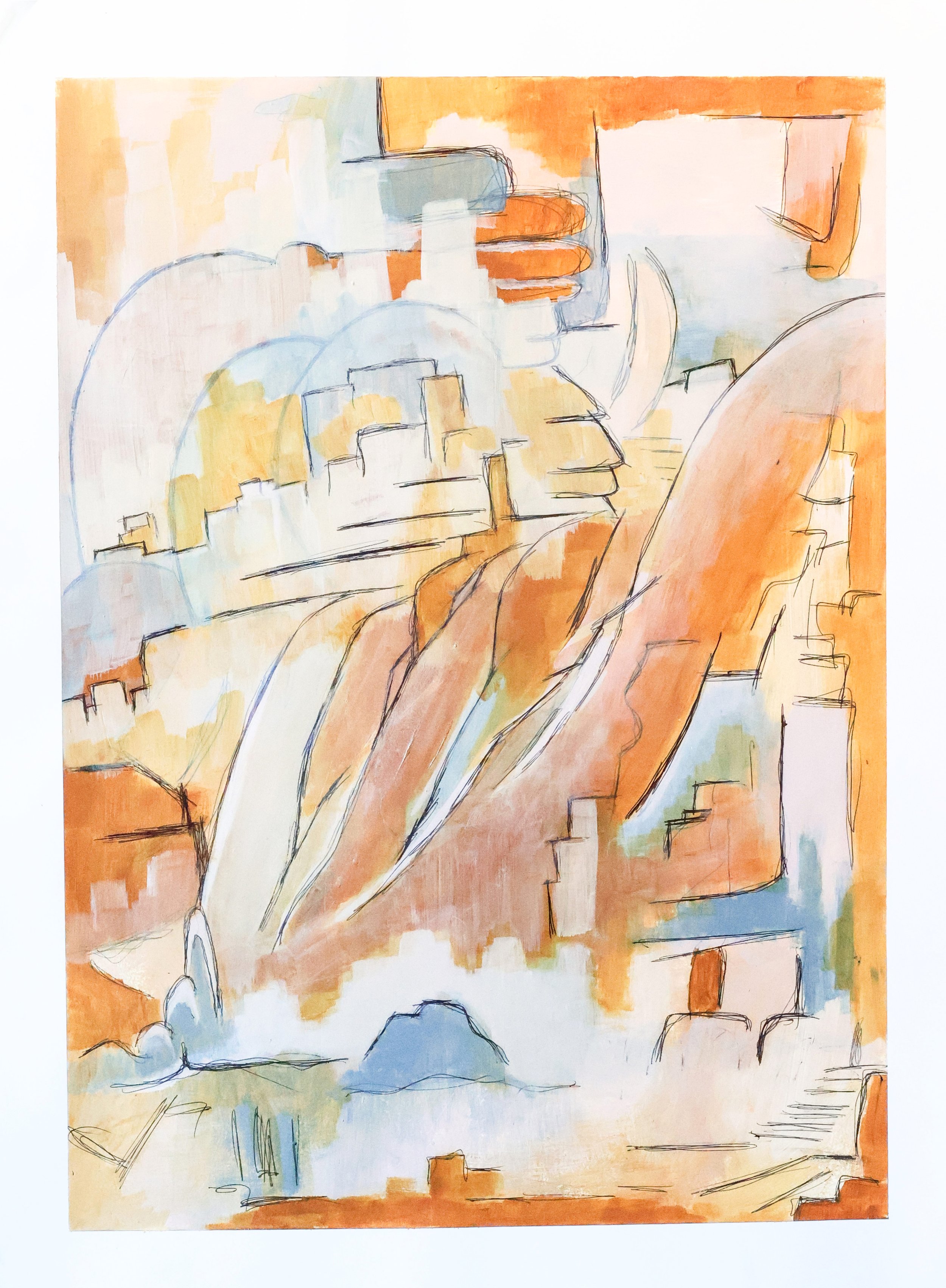 Traveler's Landscape | Orange | Original | Abstract Painting