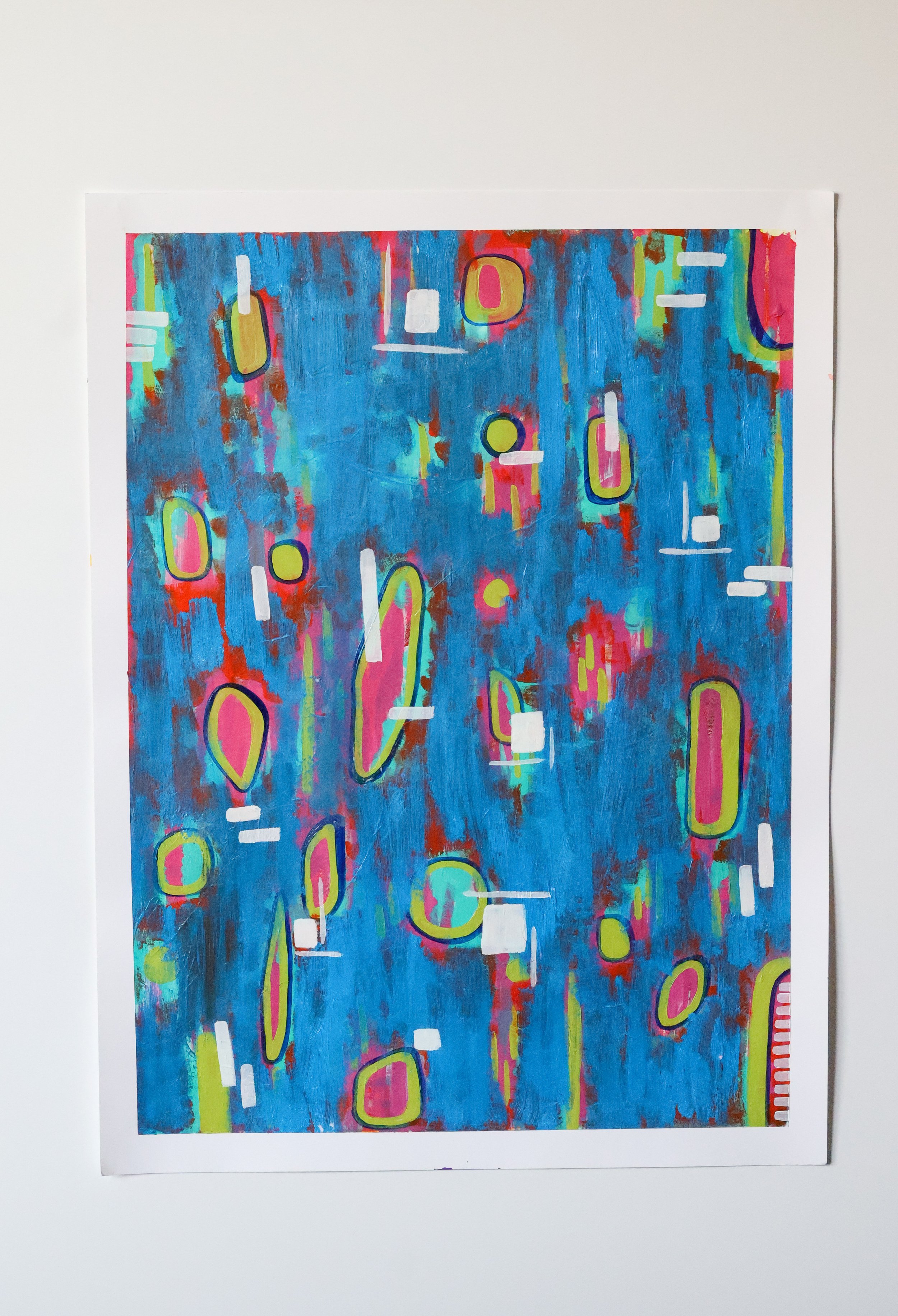 "Spirited" - Original Abstract Wall Art on Paper | Large Hand Painted Artwork for Modern Interiors