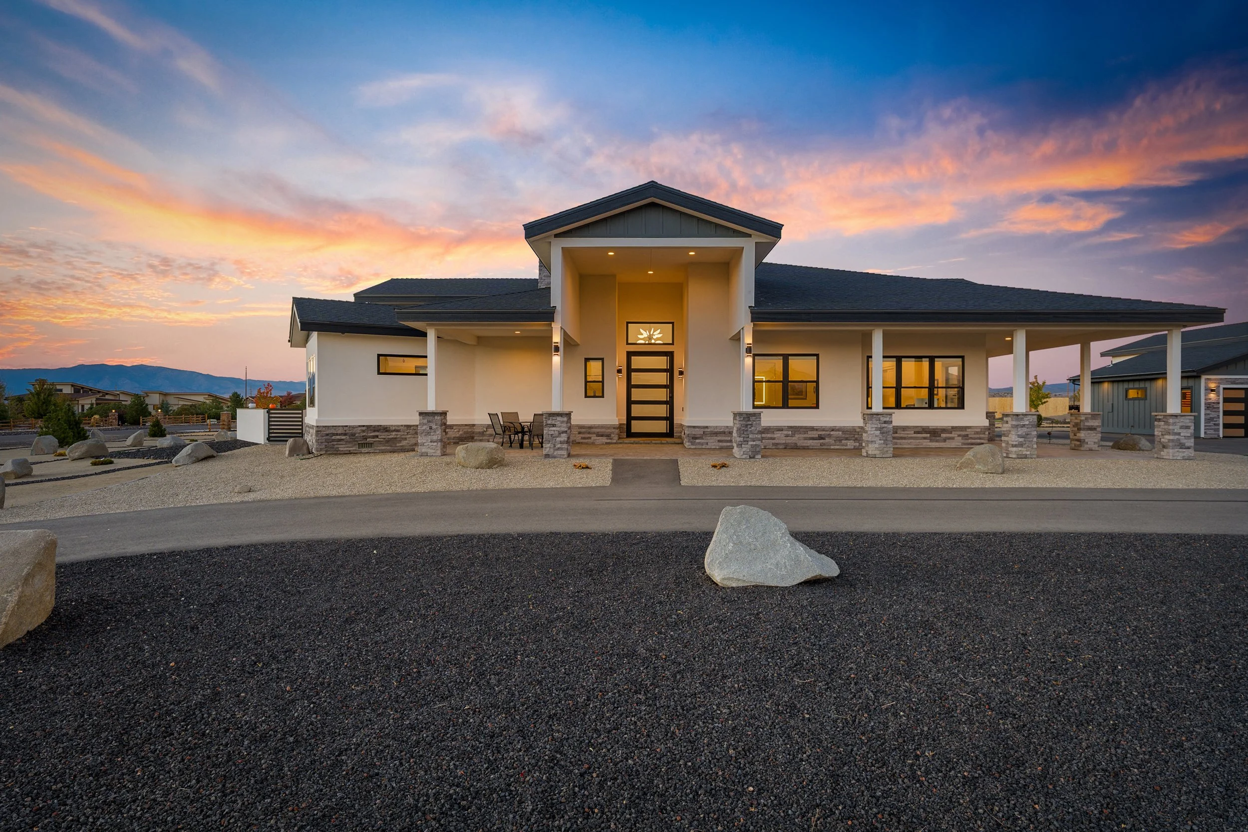 Luxury home at twilight in Minden