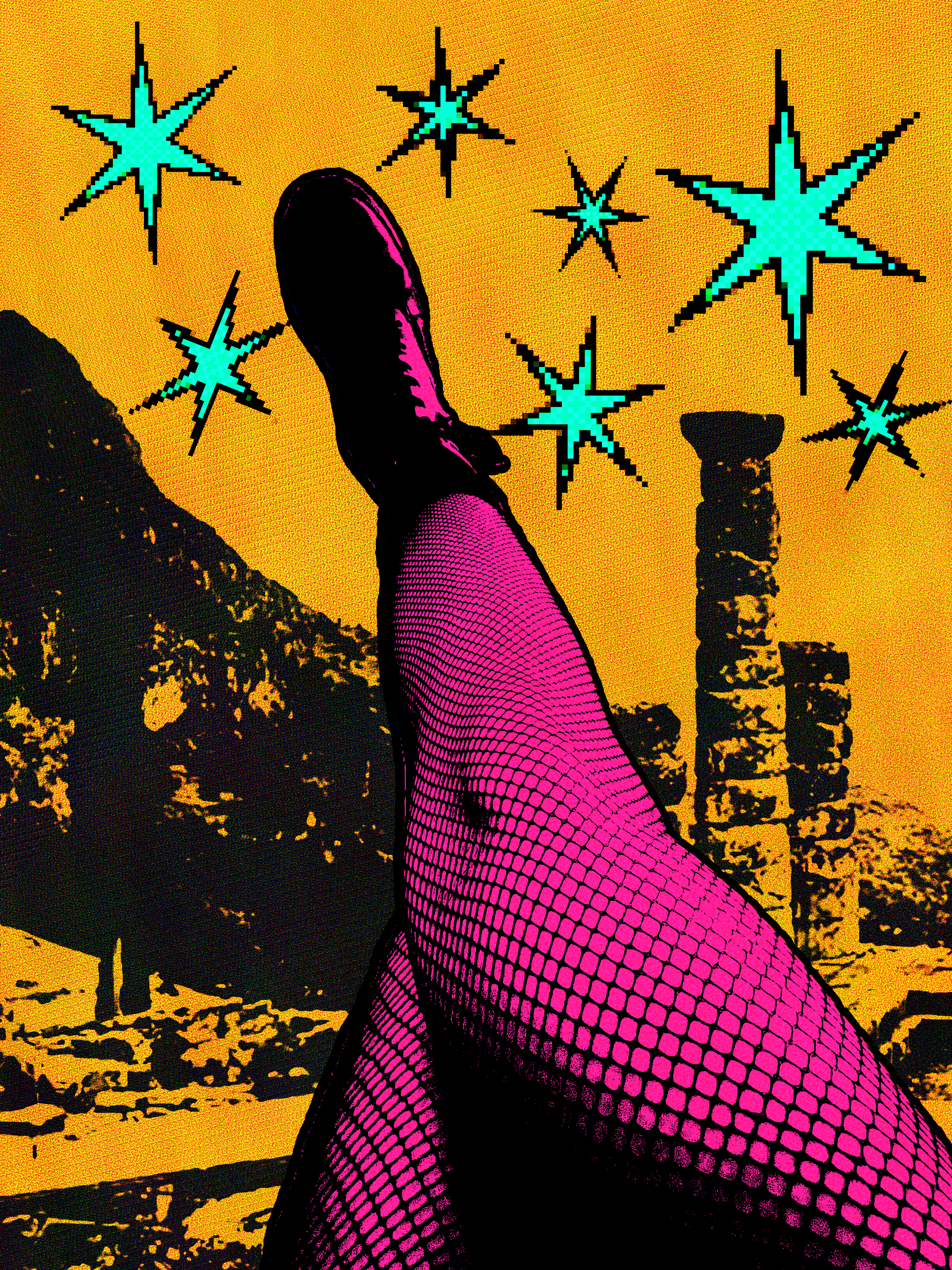 Lots of colors, textures and shapes. Used my own pictures and then added preset shapes