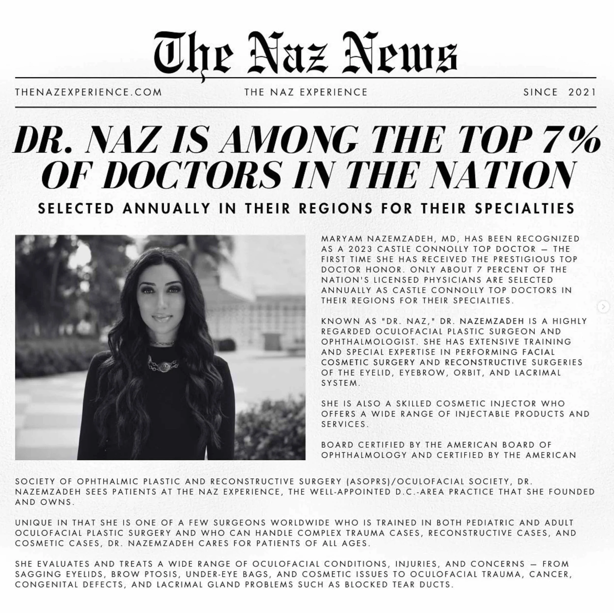 Dr. Naz is Among the Top 7% of Doctors in the Nation