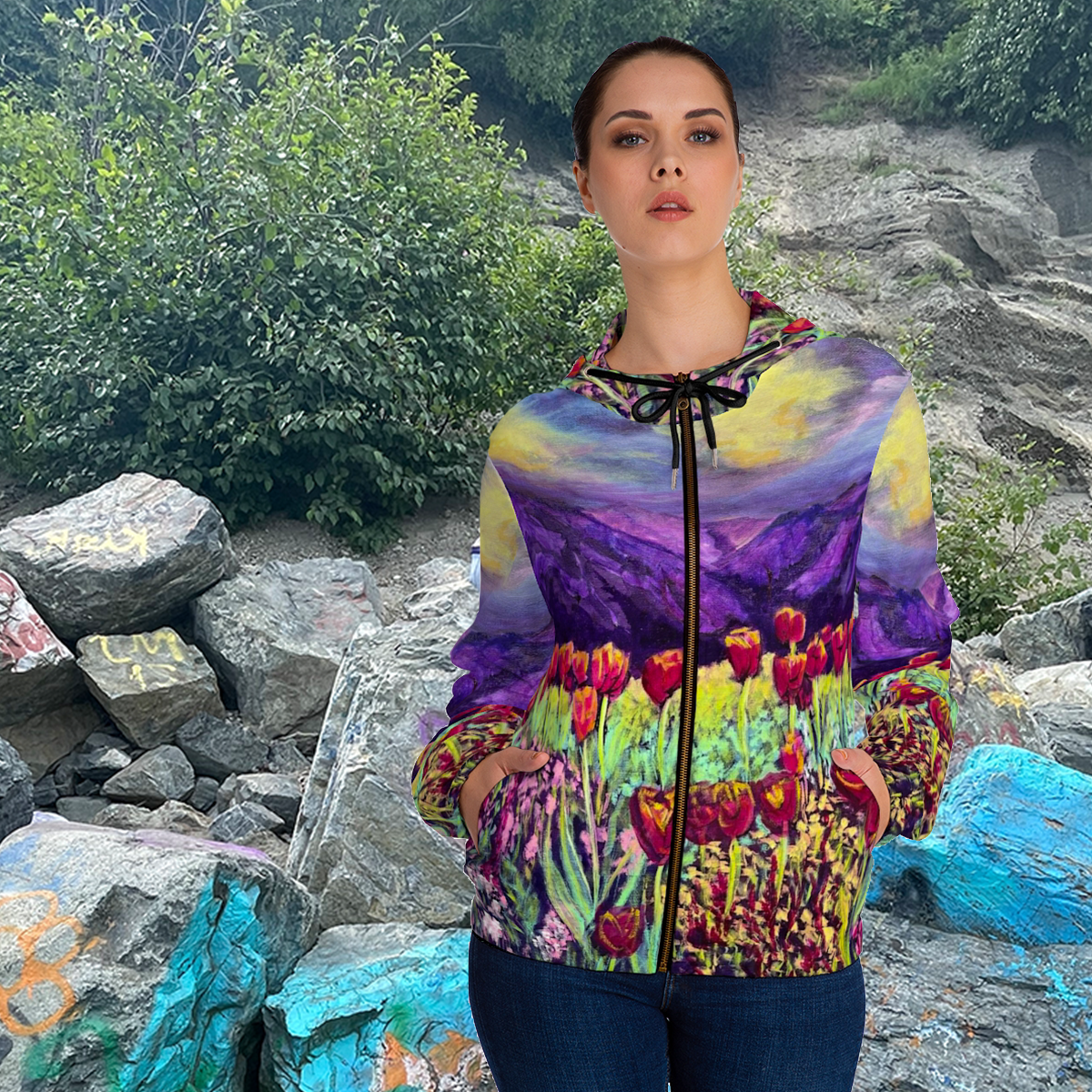 Alaska Wildflowers Women’s Full-Zip Hoodie