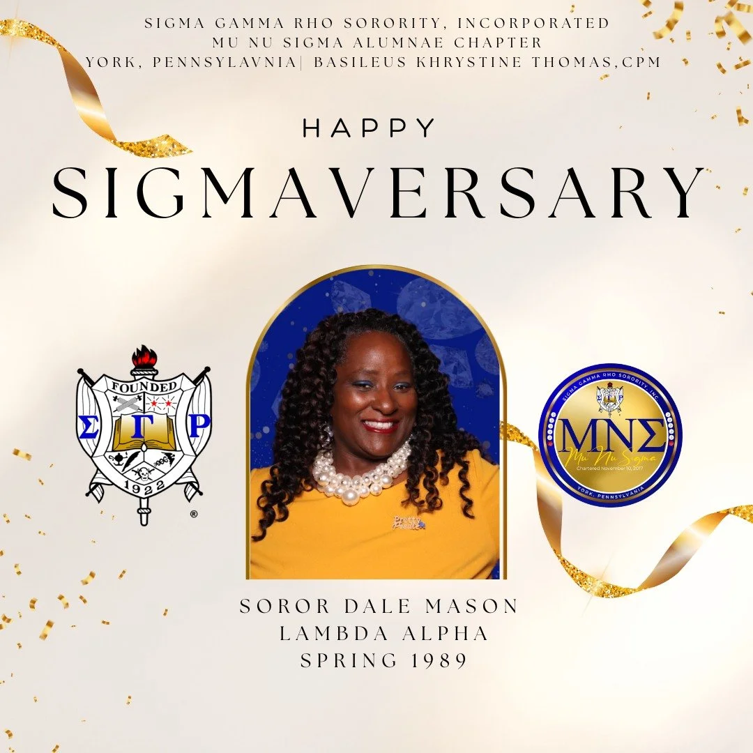 Each Sigmaversary is more than a date on the calendar &mdash; it marks the moment you chose to join a sisterhood rooted in service, scholarship, and genuine sisterly love. 💙💛
Today, we honor our Soror, celebrating another year in Sigma Gamma Rho. Y