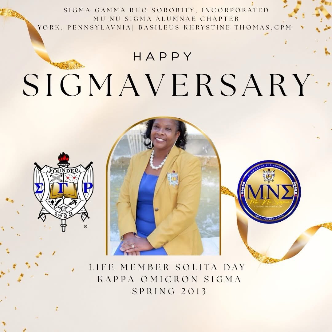 Each Sigmaversary is more than a date on the calendar &mdash; it marks the moment you chose to join a sisterhood rooted in service, scholarship, and genuine sisterly love. 💙💛
Today, we honor our Soror, celebrating another year in Sigma Gamma Rho. Y