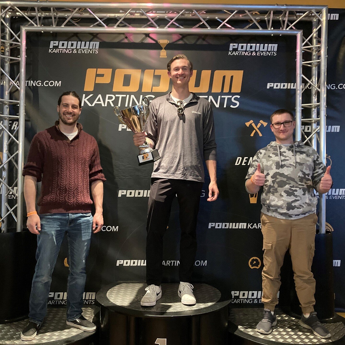 The winner's circle of the #MakseGroup Karting event at #PodiumKarting