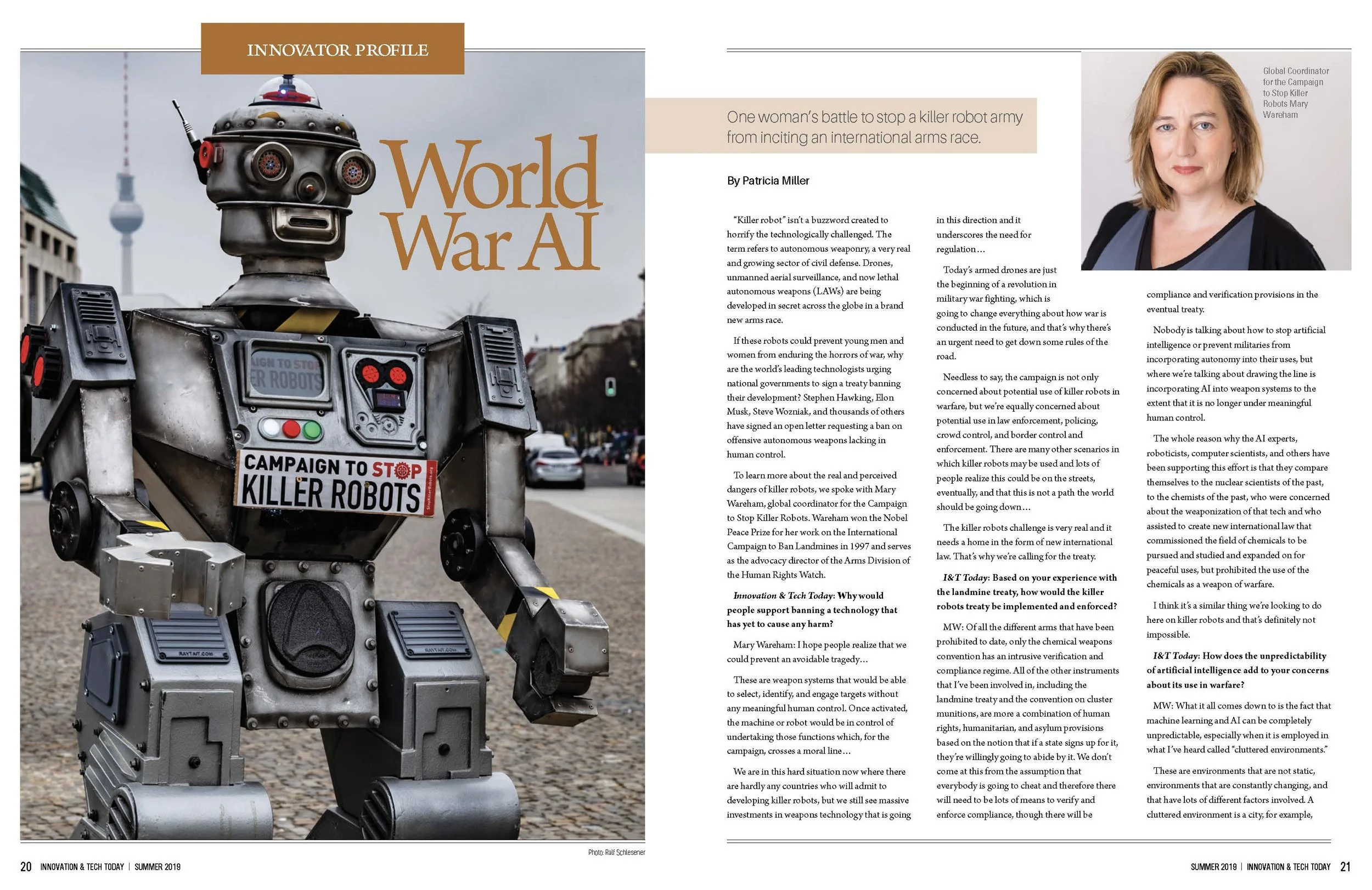 Mary Wareham Interview | Innovation & Tech Today Innovator Profile 2019