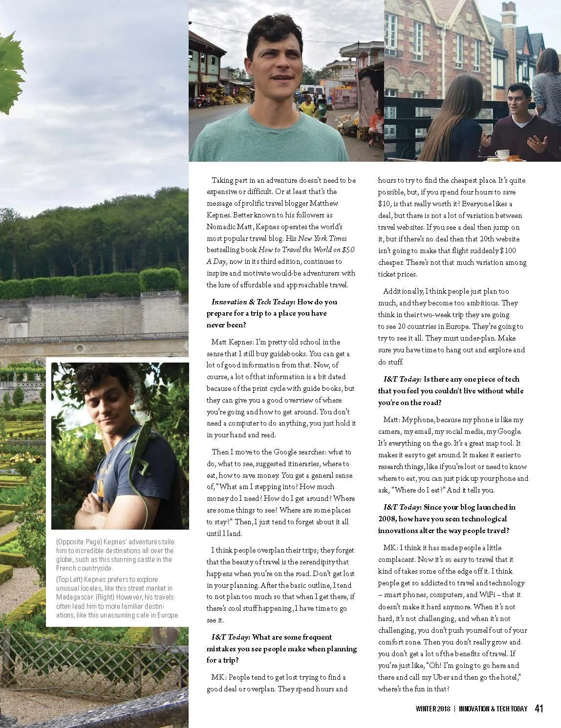 Nomadic Matt Interview | Innovation & Tech Today Winter 2018