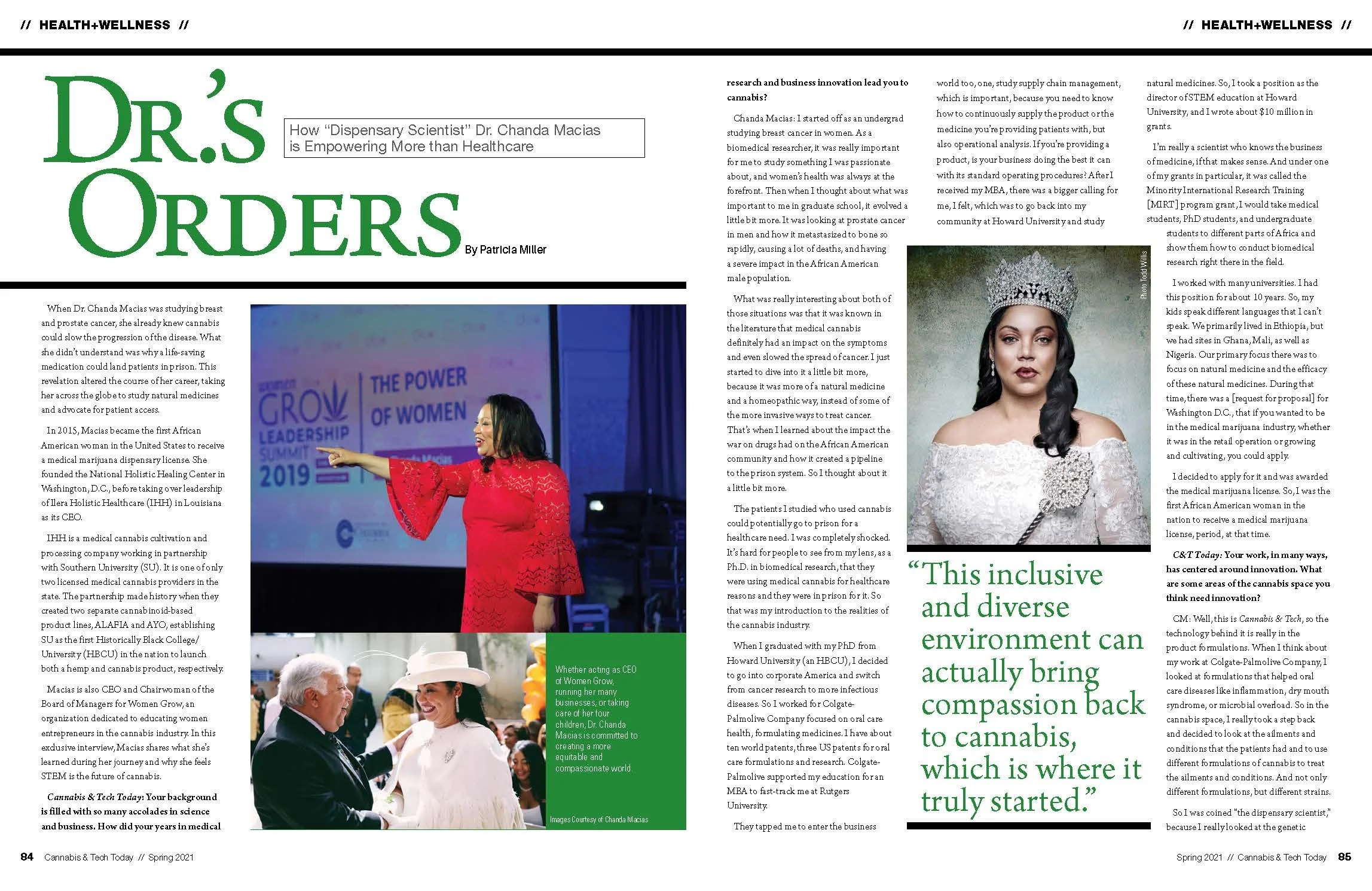 Dr. Chanda Macias Cover | Cannabis & Tech Today Spring 2021