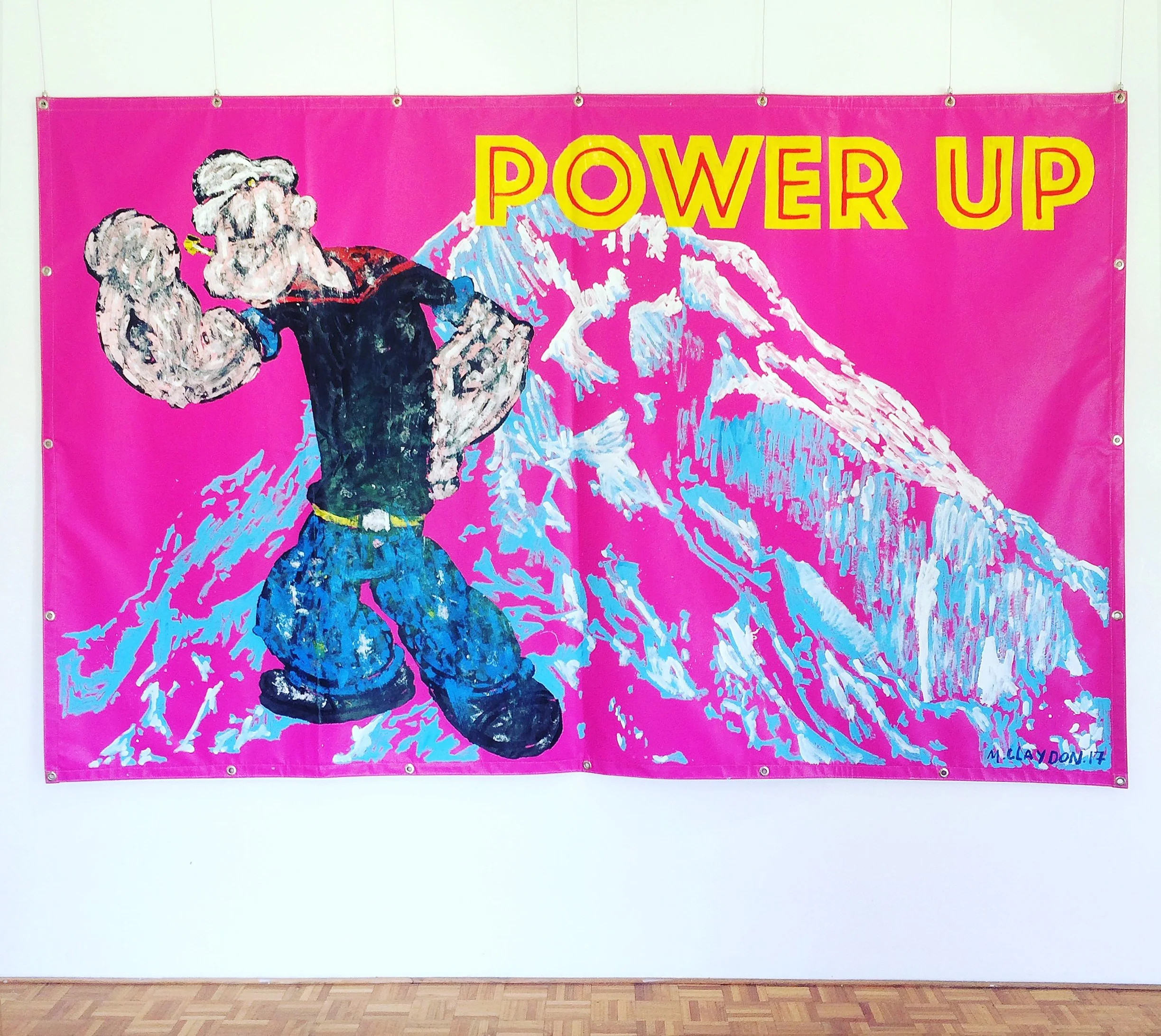 'Power Up' 2017, universal ink on pic vinyl, 197x299cm  