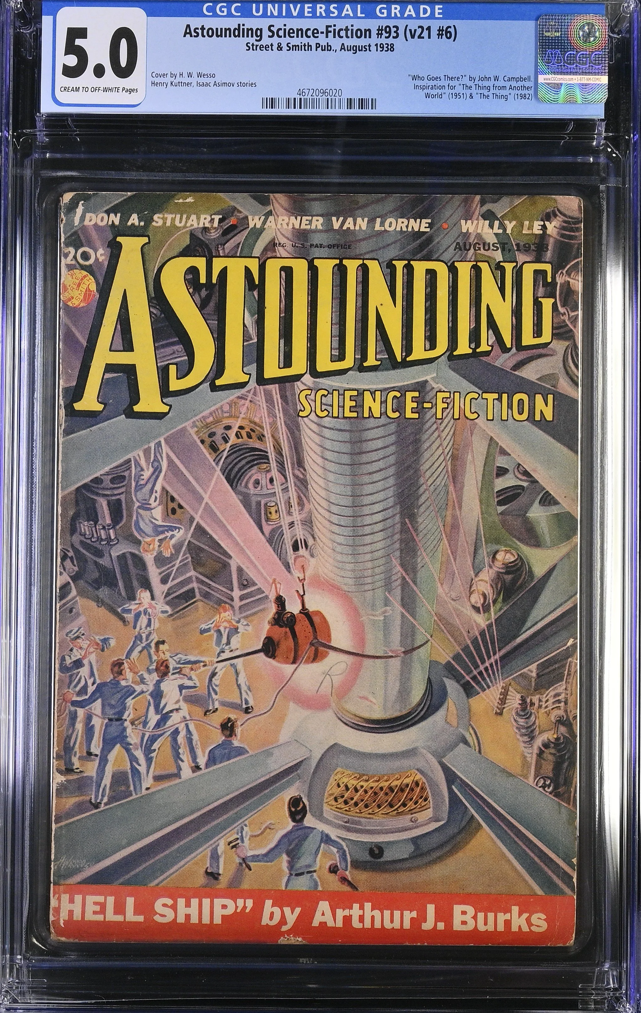 Astounding Science Fiction - Aug. 1938 - 5.0 (VG/FN) - Contains "The Thing"