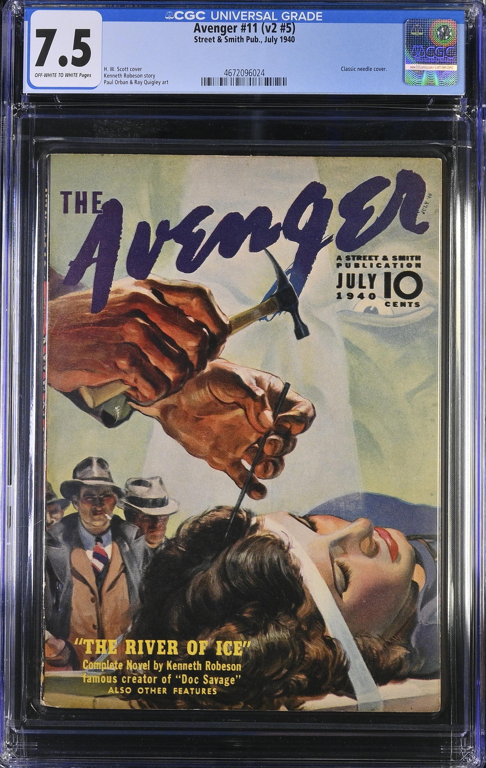 The Avenger - July, 1940 - 7.5 (VF-) Classic Needle Cover