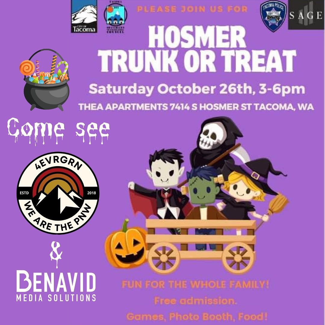 This Saturday #4Evrgrn is honored to be a part of Hosmer Trunk or Treat! We can&rsquo;t wait to see all the kiddos in their Halloween costumes and hand out some treats. Be sure to swing by and say hi to @flylizfly 🎃

#halloween #truckortreat #wearet