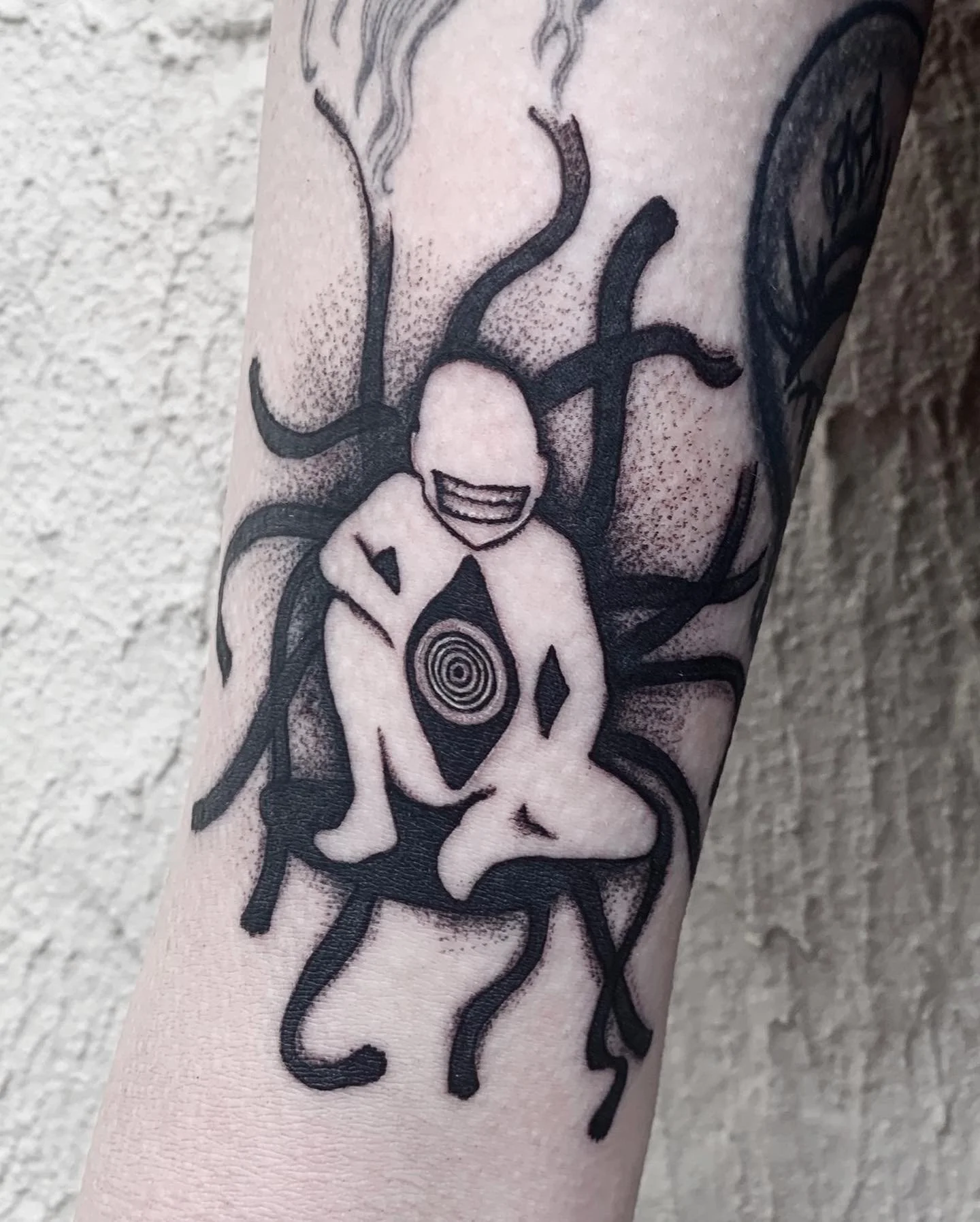 Truth from Full Metal Alchemist tattoo done in black and grey.