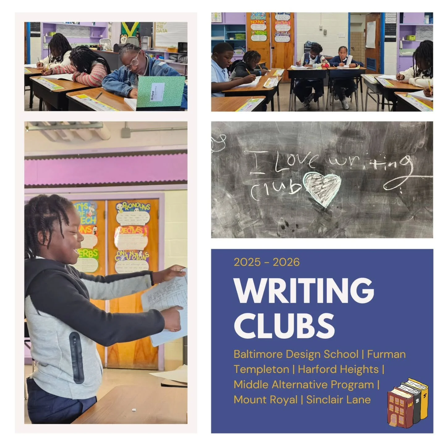 This year, we're running 12 Writing Clubs in 6 @baltcityschools! We're so excited for this year of writing together.