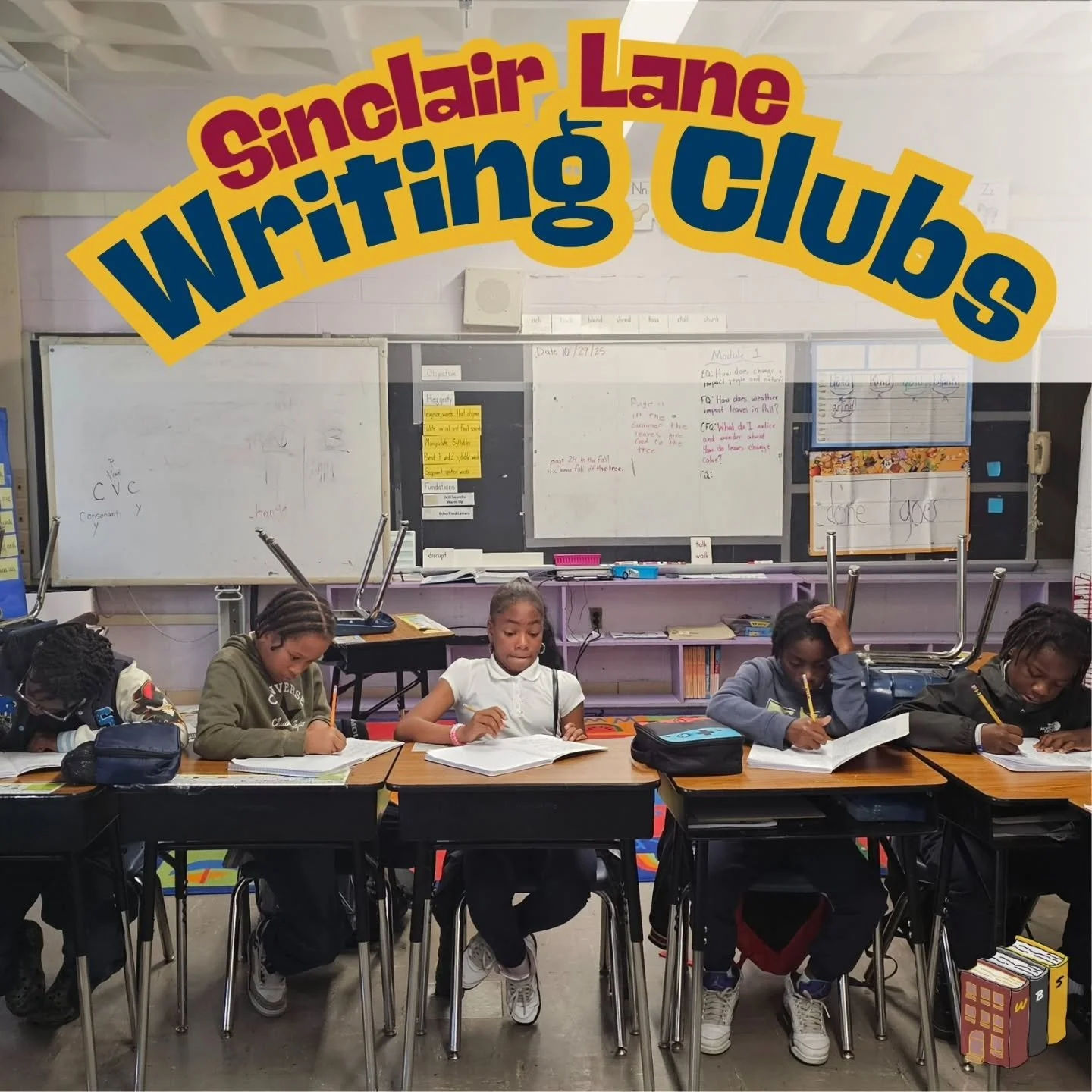 This fall, we launched two Writing Clubs at @baltcityschools Sinclair Lane Elementary School. We're having a great time working with their 3rd/4th and 5th grade writers this year!