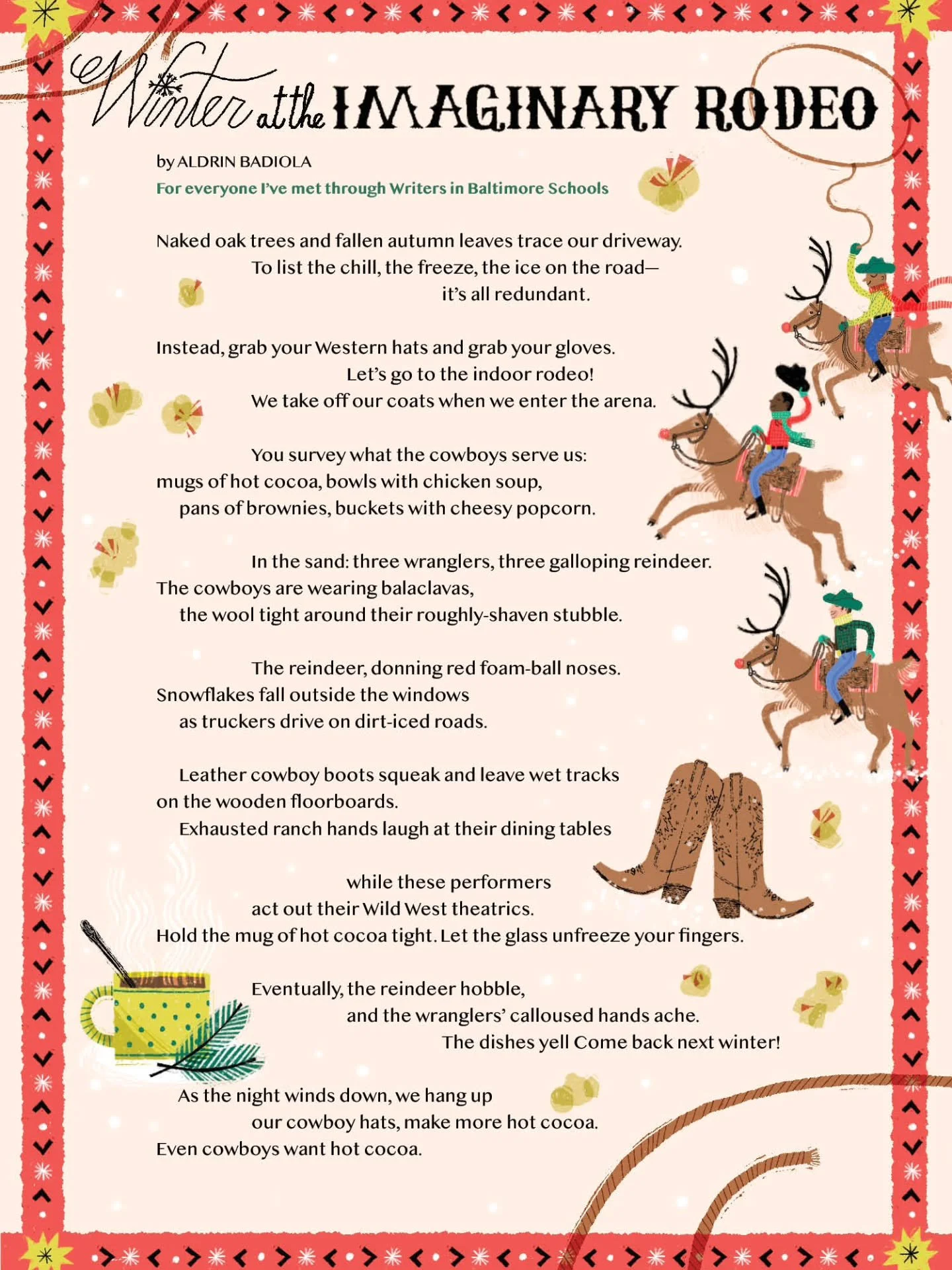 Season's Greetings from WBS!

Poem by Aldrin Badiola, 11th grader at Baltimore Polytechnic Institute. Illustration by @lexiknilson.