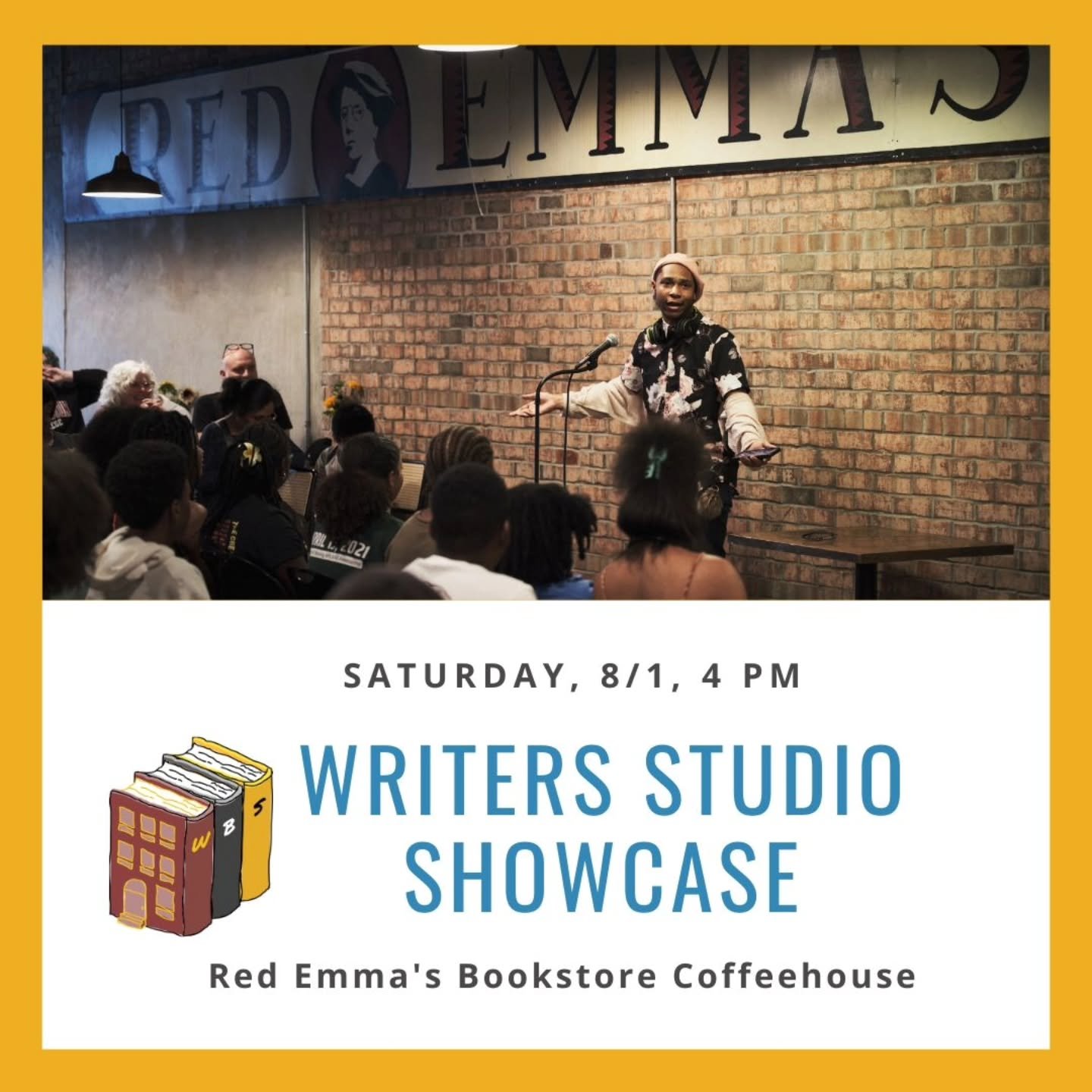 We hope you'll join us for the #wbswritersstudio showcase this Saturday at @redemmas!