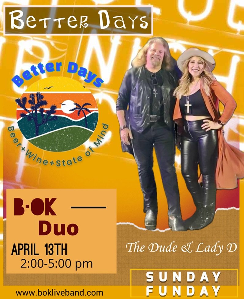 SUNDAY FUNDAY with B&bull;oK Duo 
April 13th
@betterdayshd