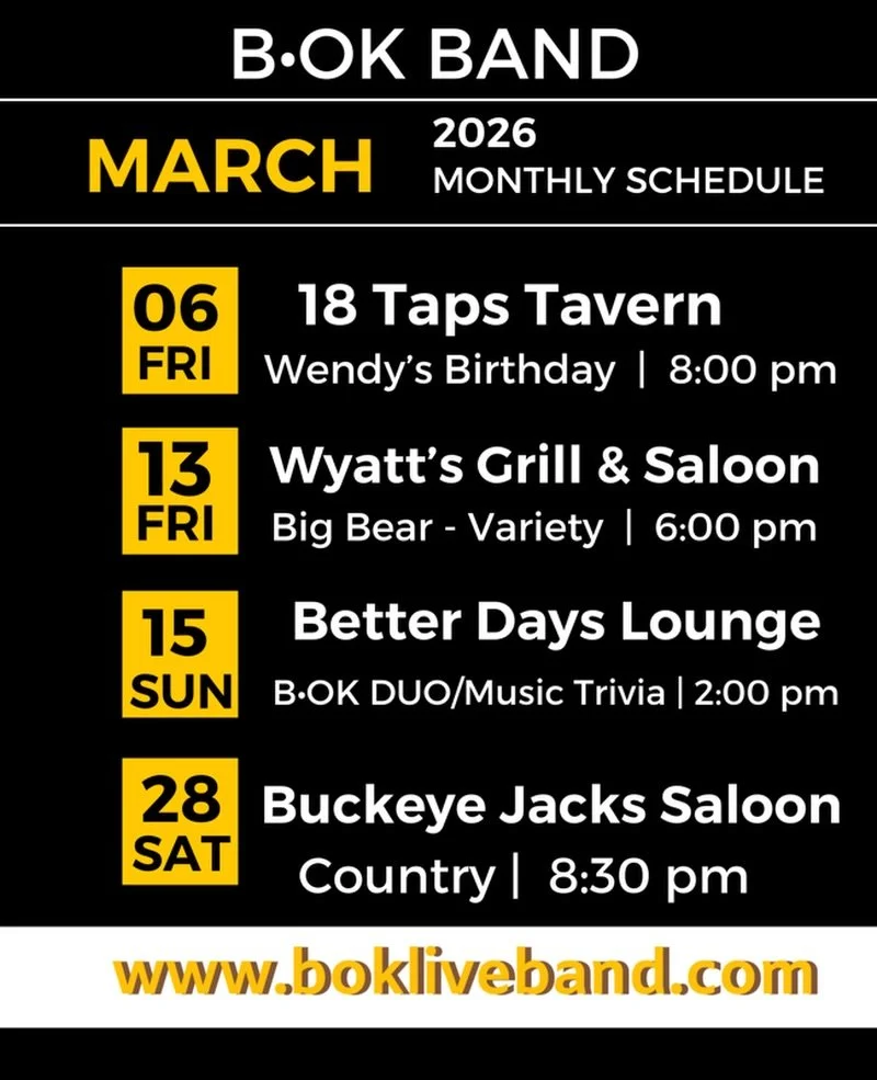 Many are asking where will B&bull;OK 
be playing next??? 
Here you go&hellip;.
Be Okay Ya&rsquo;all!