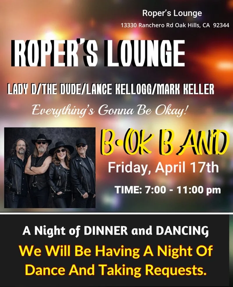 B&bull;OK Band Live at roperslounge Friday! 
7:00 pm