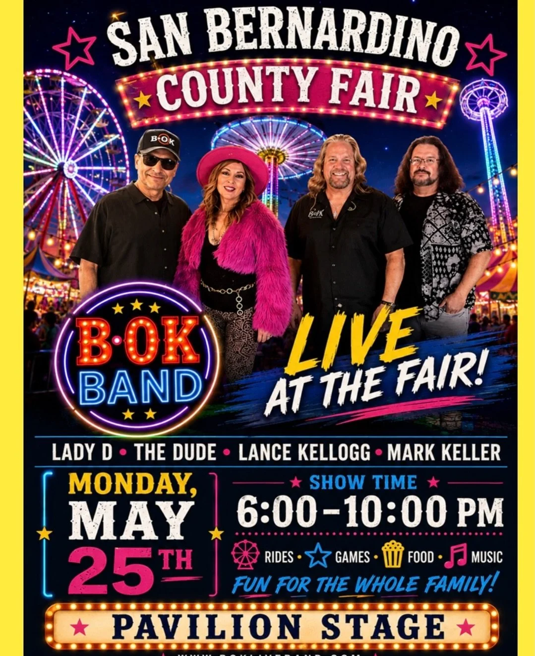 We are back at the @sanbernardinocounty FAIR Monday, May 25th 6-10 pm. Pavilion Stage.