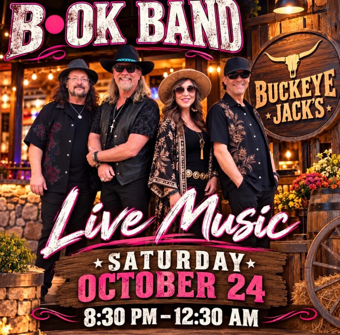 B&bull;OK Full Band @buckeye_jacks_saloon 
Saturday, October 24th.