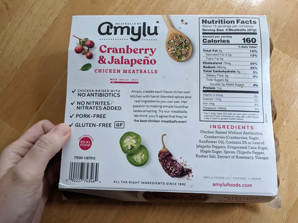 Amylu Cranberry Jalapeno Chicken Meatballs Review Ingredients Price