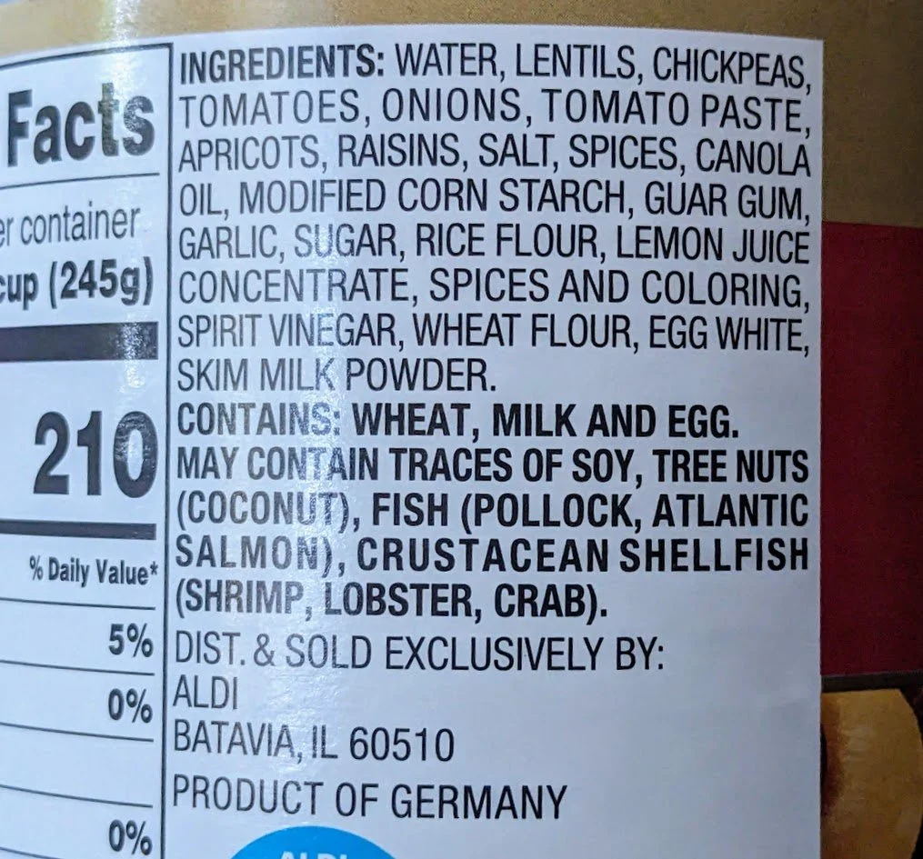 Aldi Lentil Chickpea Soup (Deutsche Küche) Review Ingredients Price