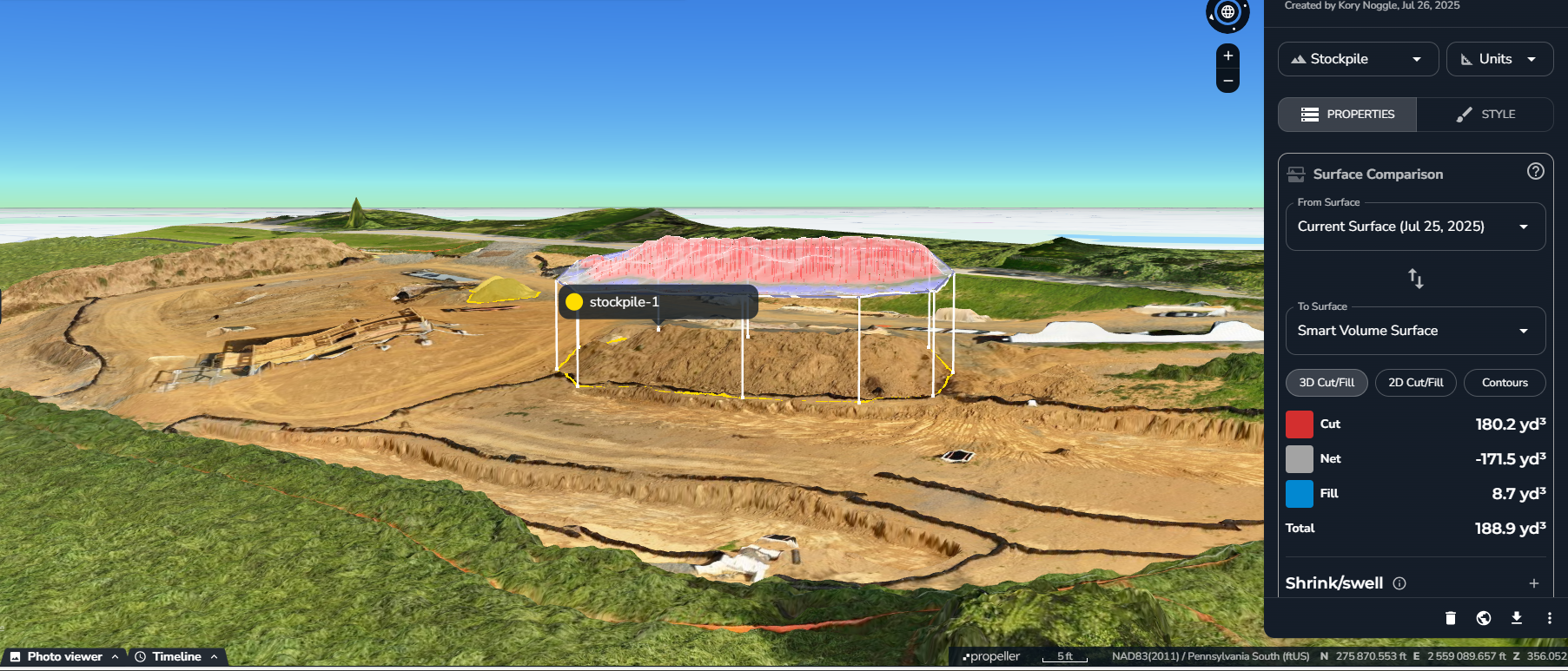 Stockpile Takeoff of Terrain Models