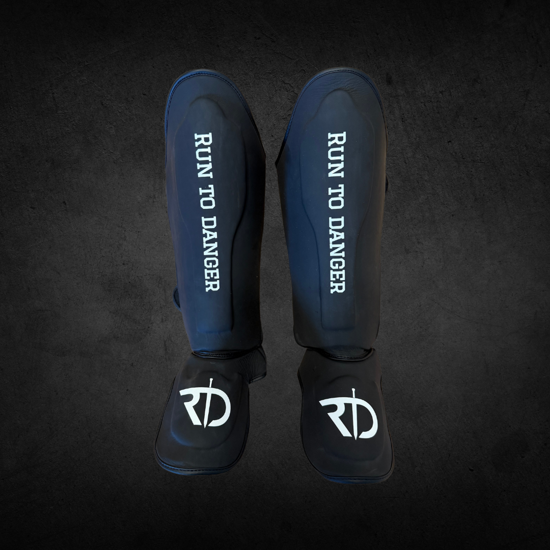 High Guard Pattern Running MMA Shin Guards — RUN TO DANGER