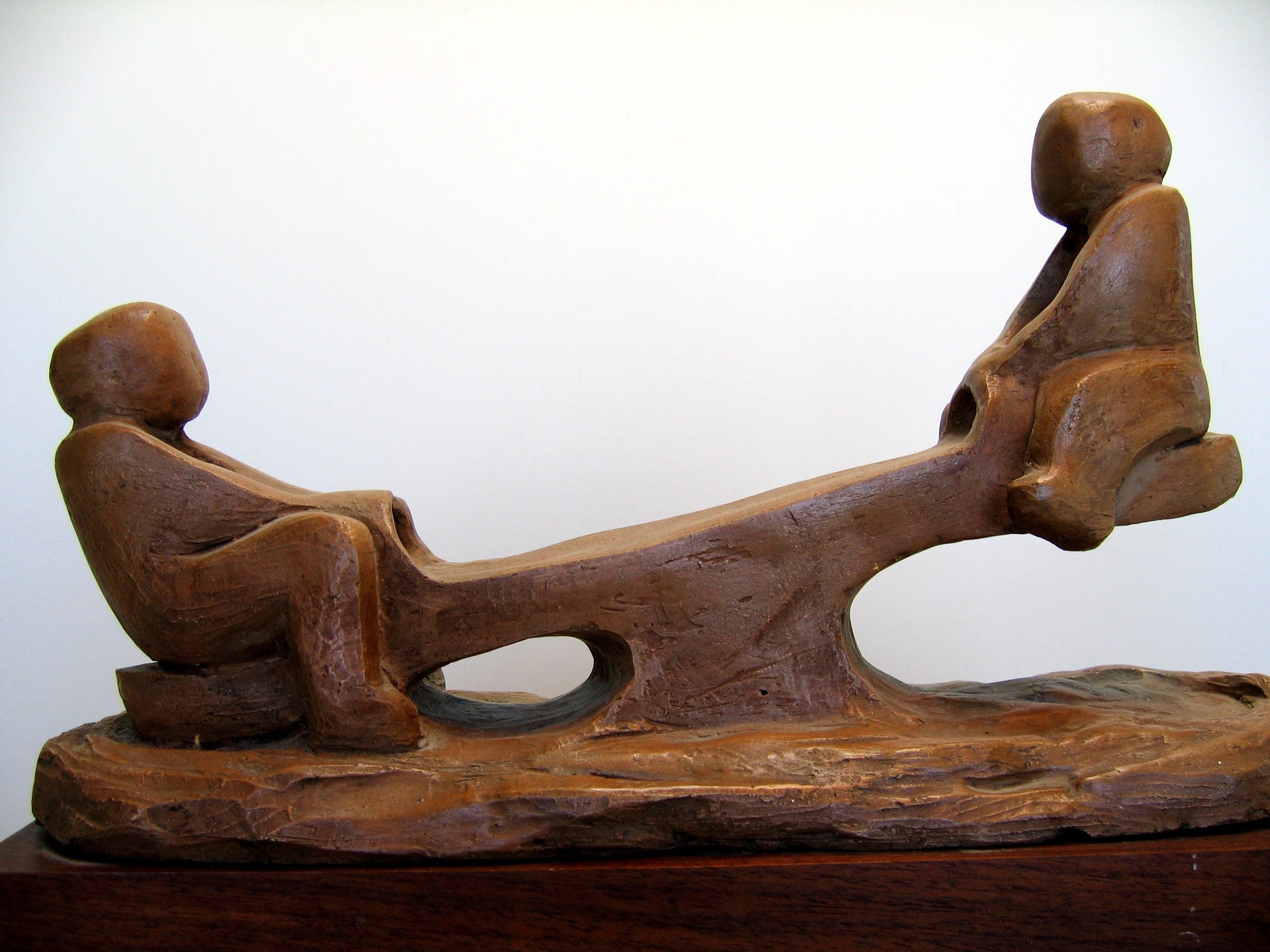 See-Saw (1987) Clay Patina, (8.5" x 9" x 4.5")