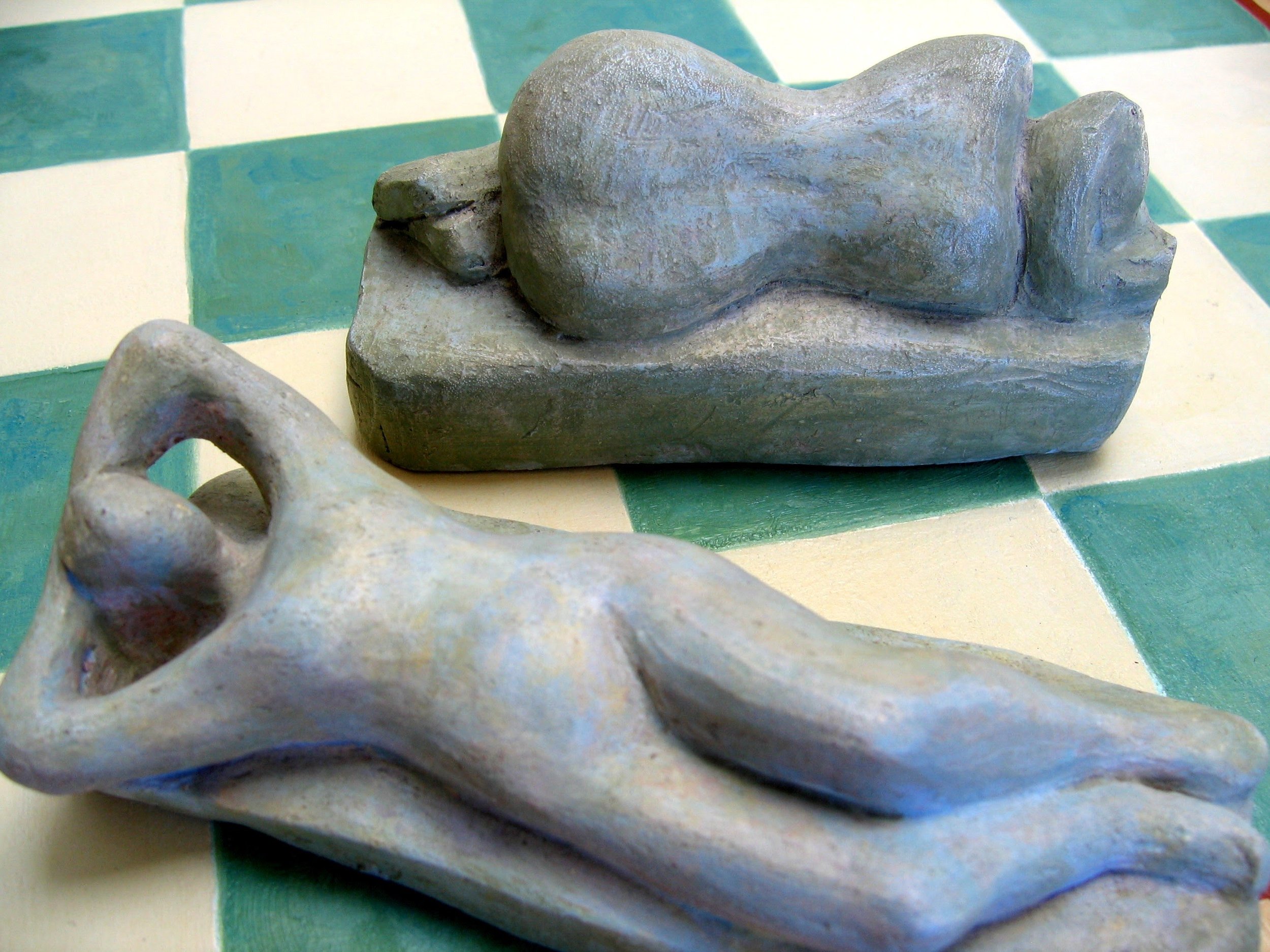 Checkerboard Sculptures (1995) View 2, Clay w/Patina (Range in size 3"- 5")