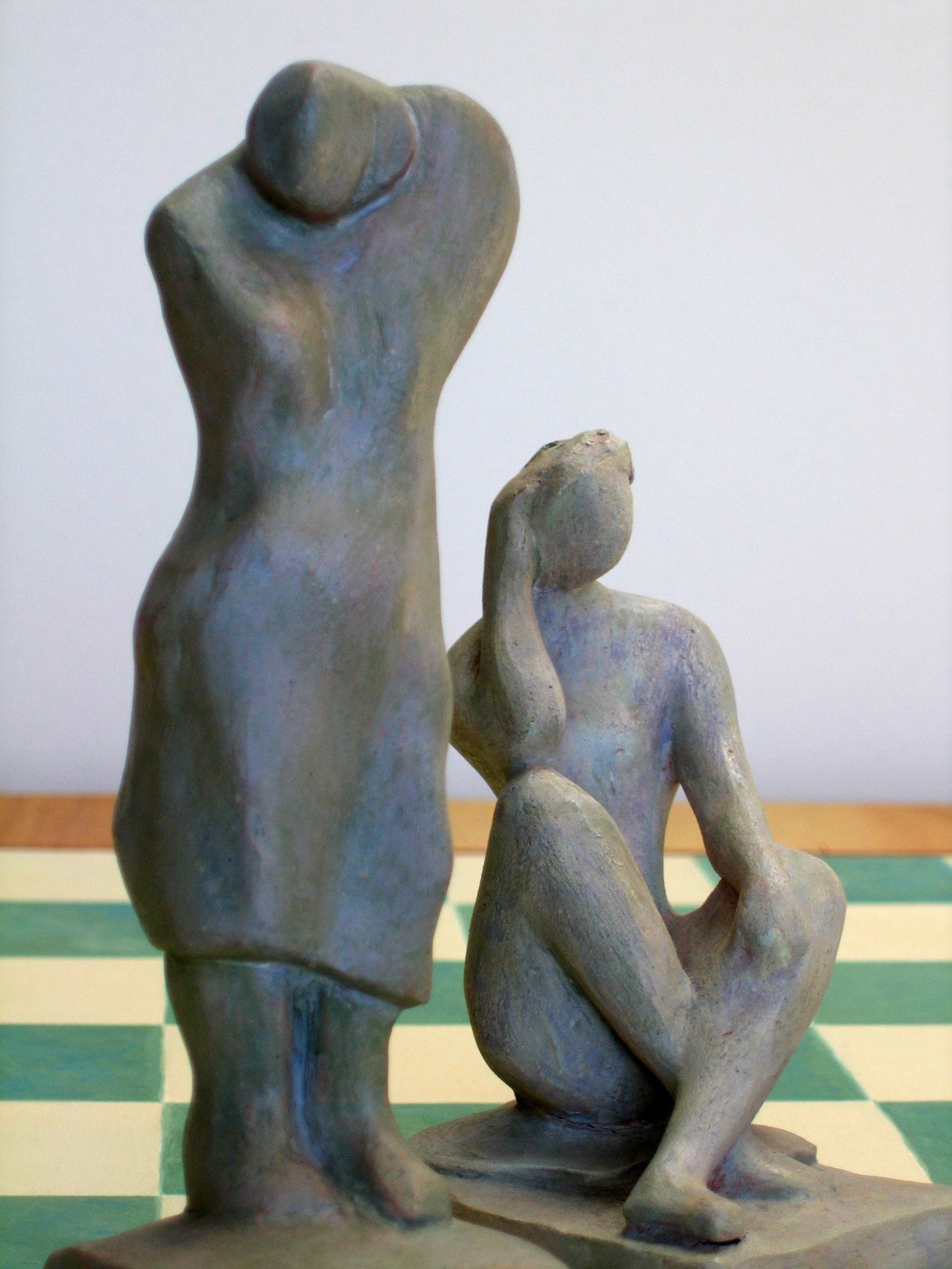 Checkerboard Sculptures (1995) View 8, Clay w/Patina (Range in size 3"- 5")