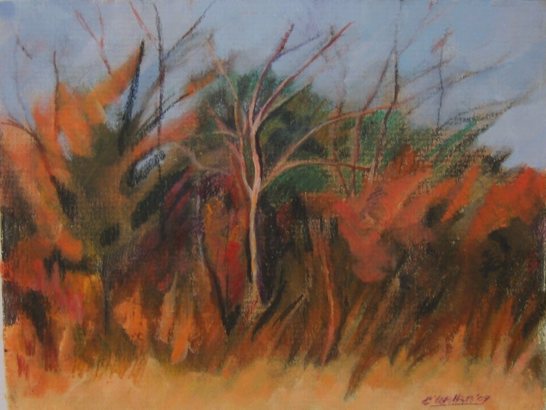 Fall (2009), Acrylic & Crayon on Board (7.5” x 9.5”)