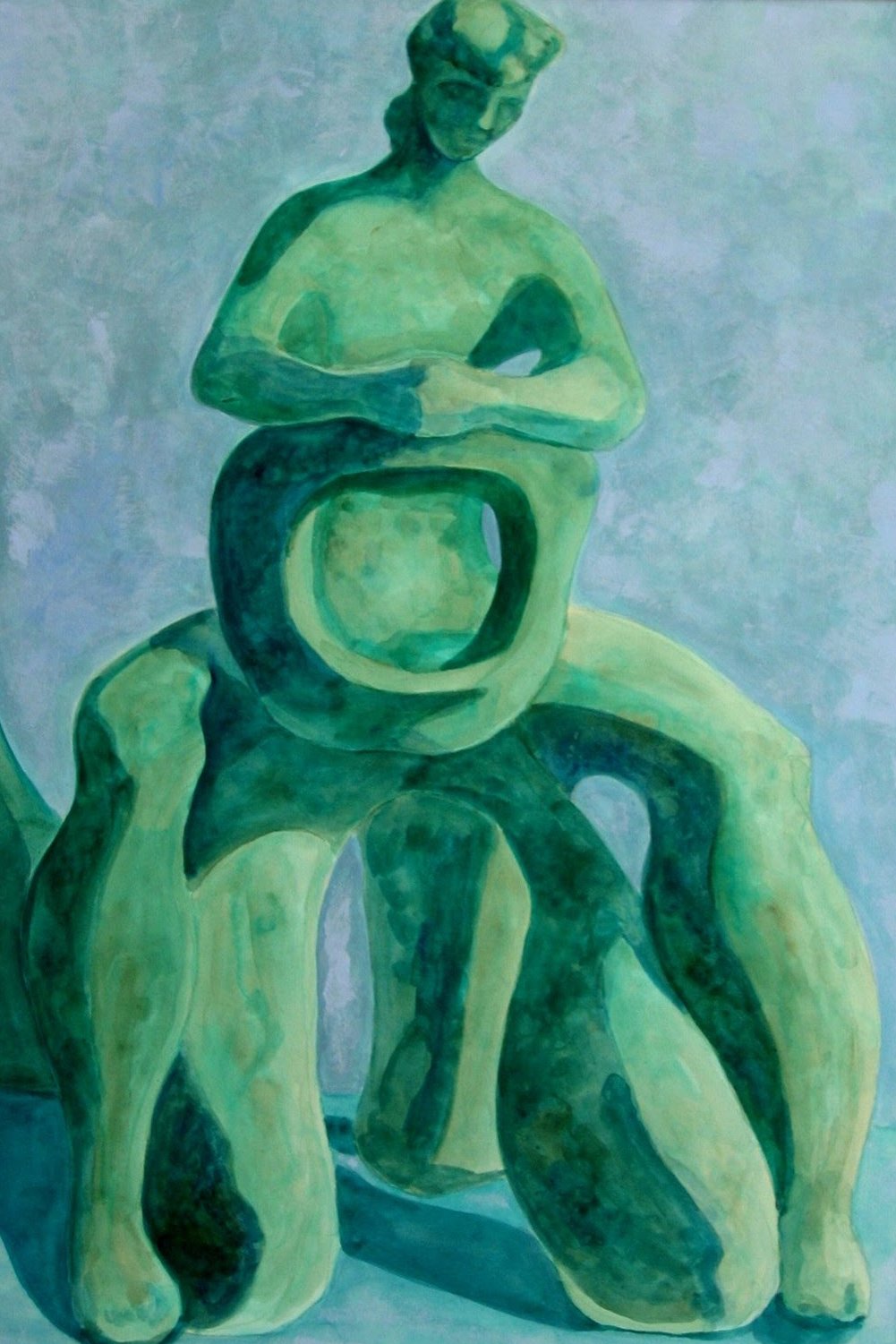Green Figure (1996), Acrylic on Board, (25” x 33”)
