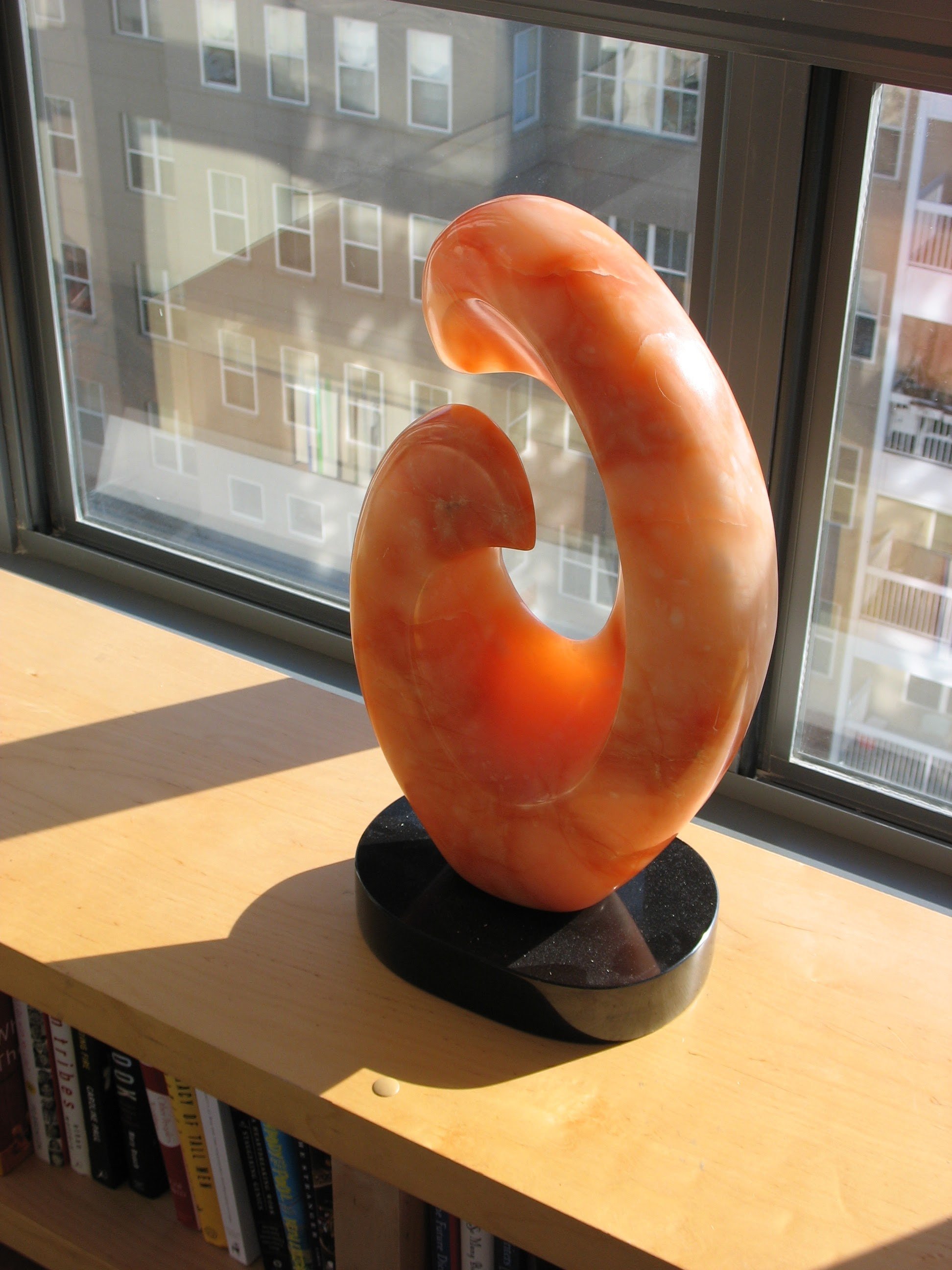 Arc Sine (1995), View 2, Orange Alabaster (15” x 14” x 9”)