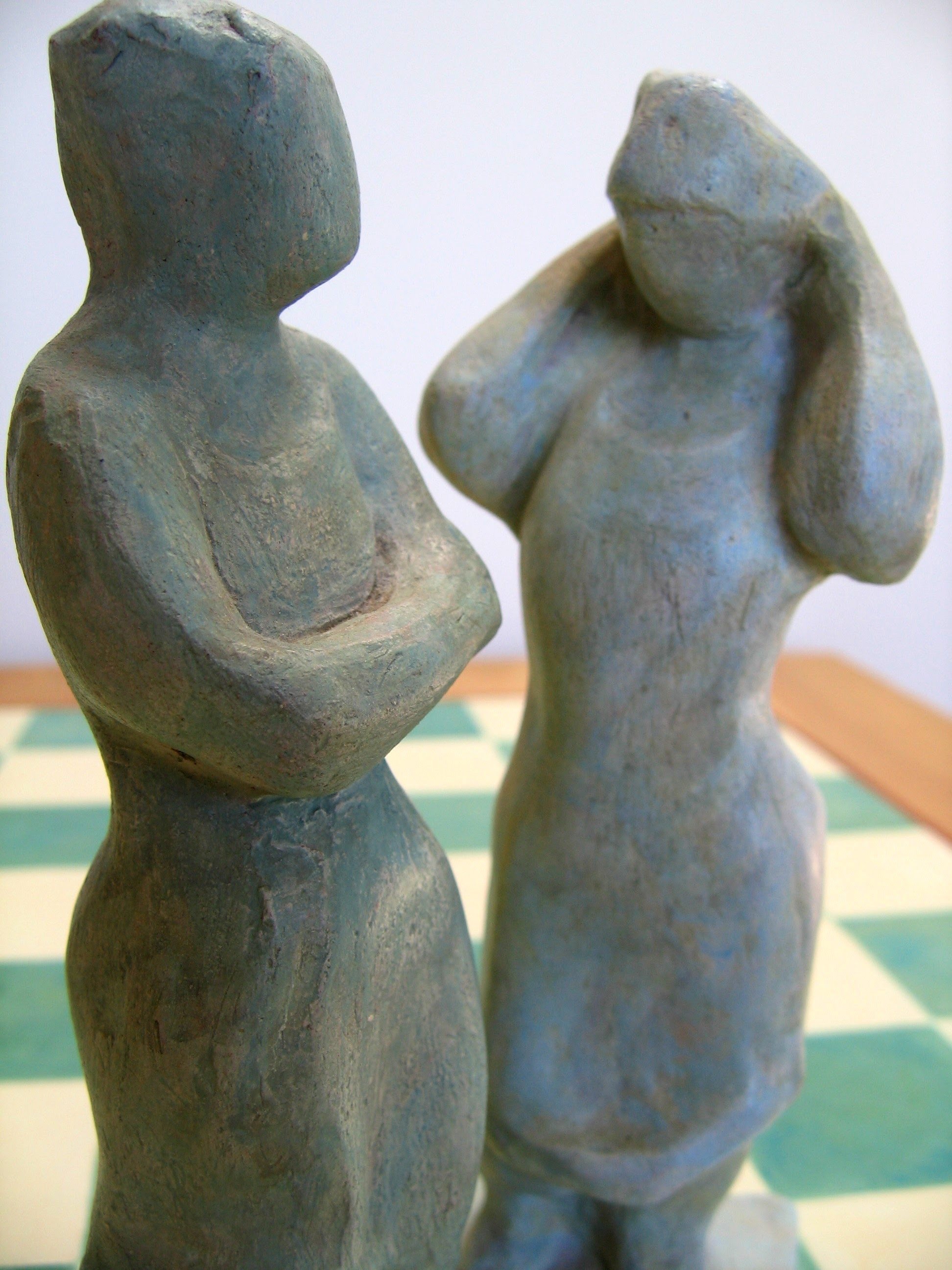Checkerboard Sculptures (1995) View 5, Clay w/Patina (Range in size 3"- 5")