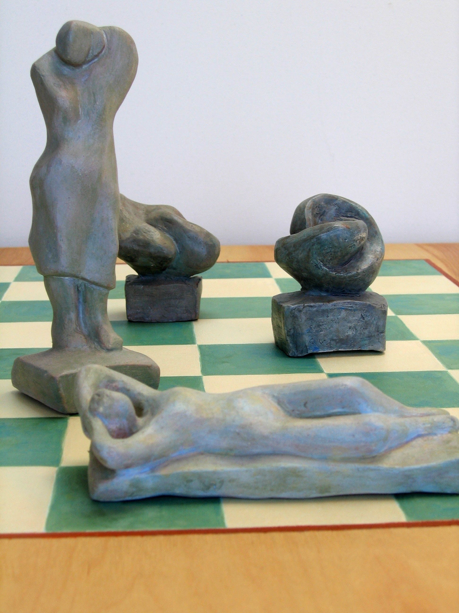Checkerboard Sculptures (1995) View 11, Clay w/Patina (Range in size 3"- 5")