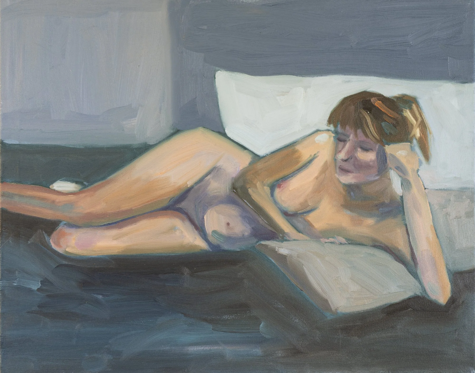 Nothing on, oil on canvas, 40.6 x 50.8 cm, framed