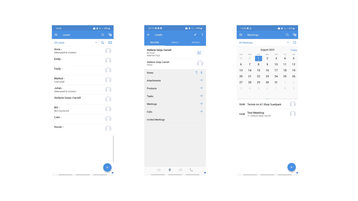 Zoho CRM - Mobile App Interface