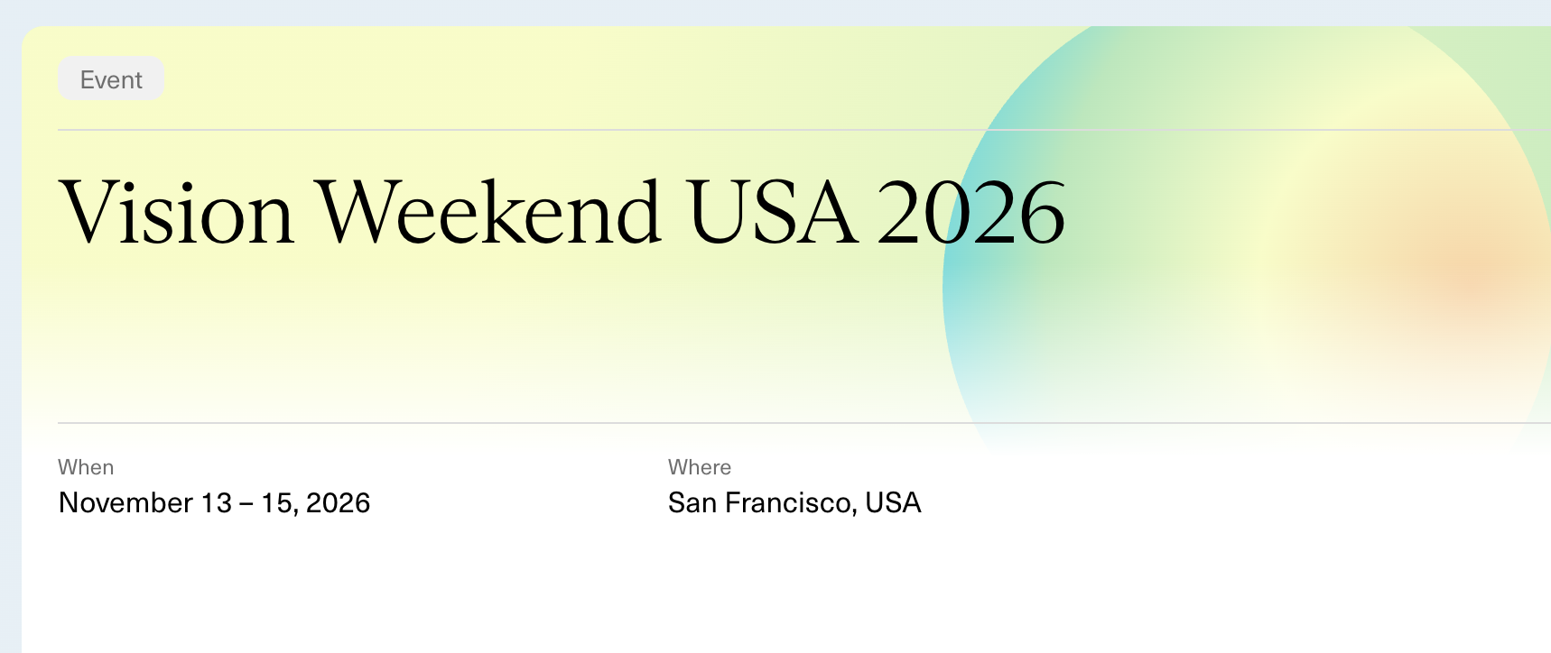 Vision Weekend USA 2026